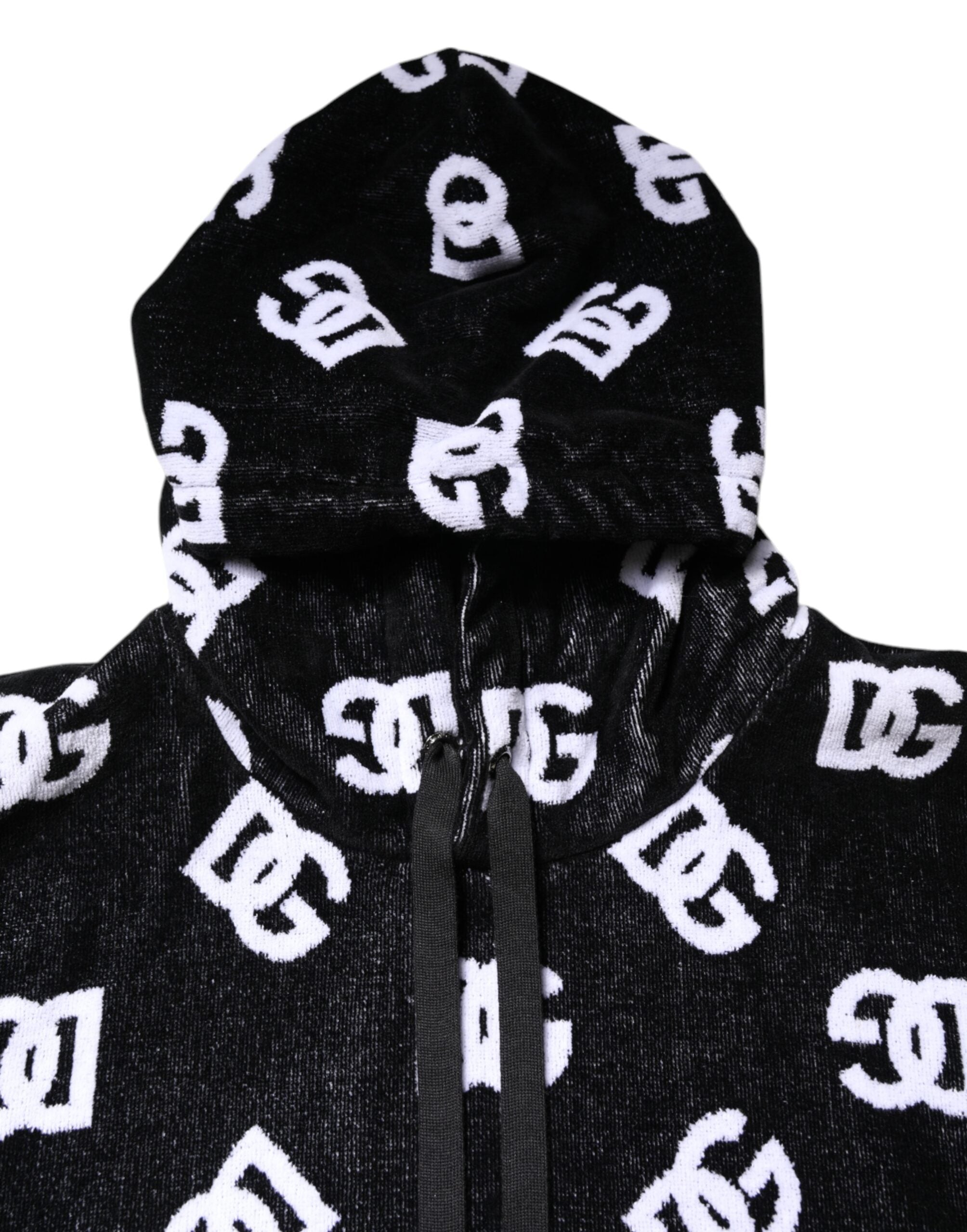 Black DG Cotton Hooded Sleeveless Sweater - ventzia