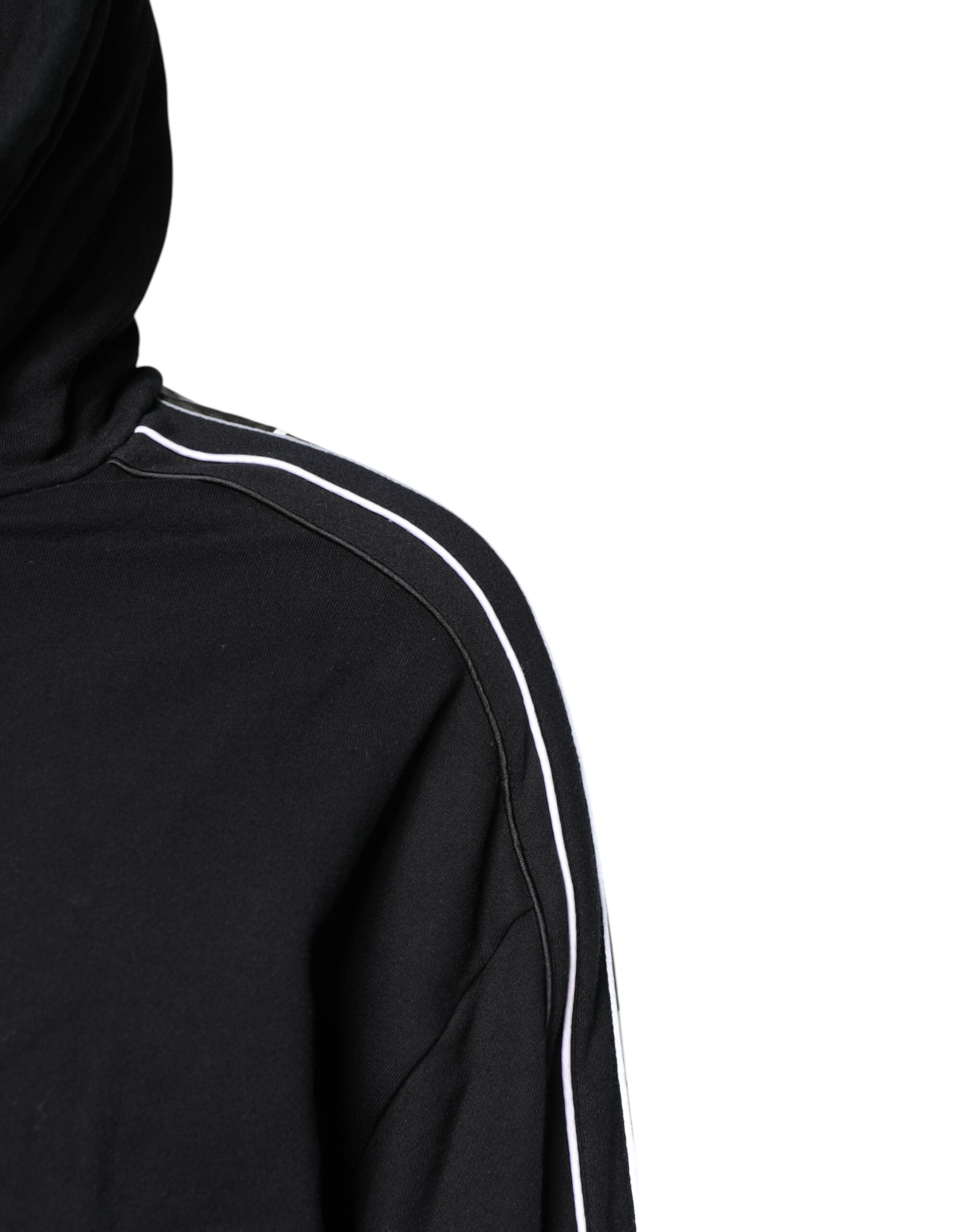 Black Cotton Logo Hooded Sweatshirt Sweater - ventzia