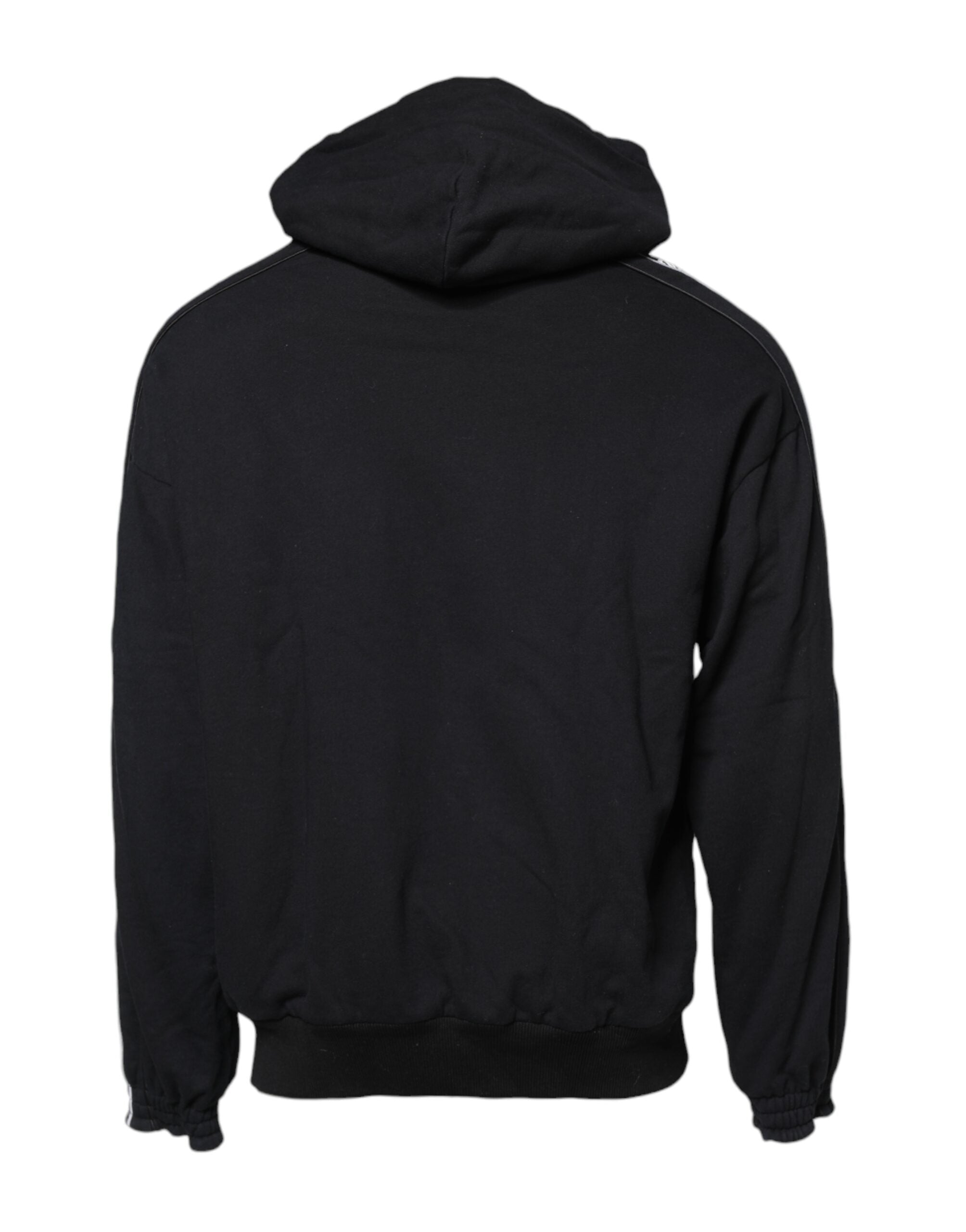Black Cotton Logo Hooded Sweatshirt Sweater - ventzia