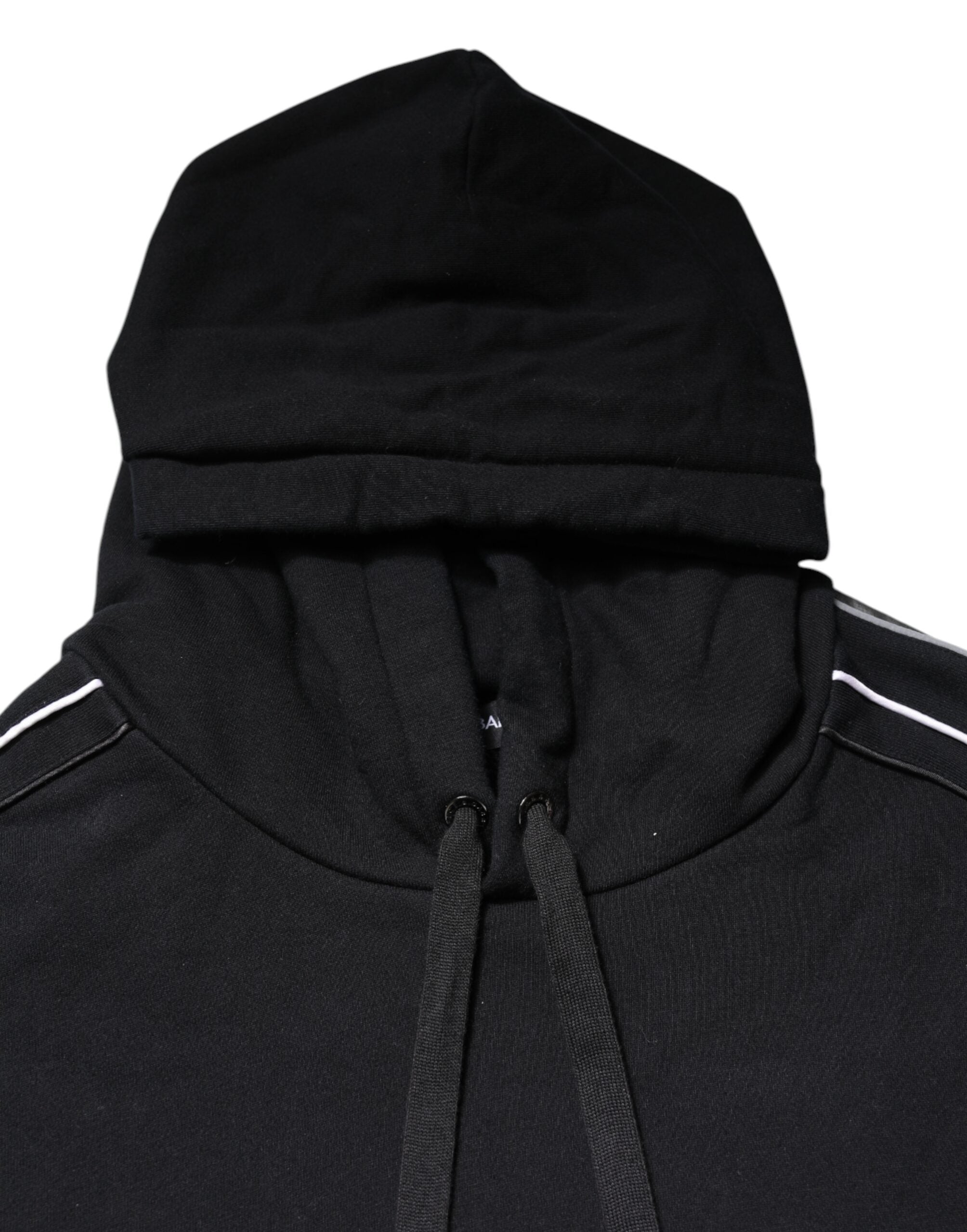 Black Cotton Logo Hooded Sweatshirt Sweater - ventzia