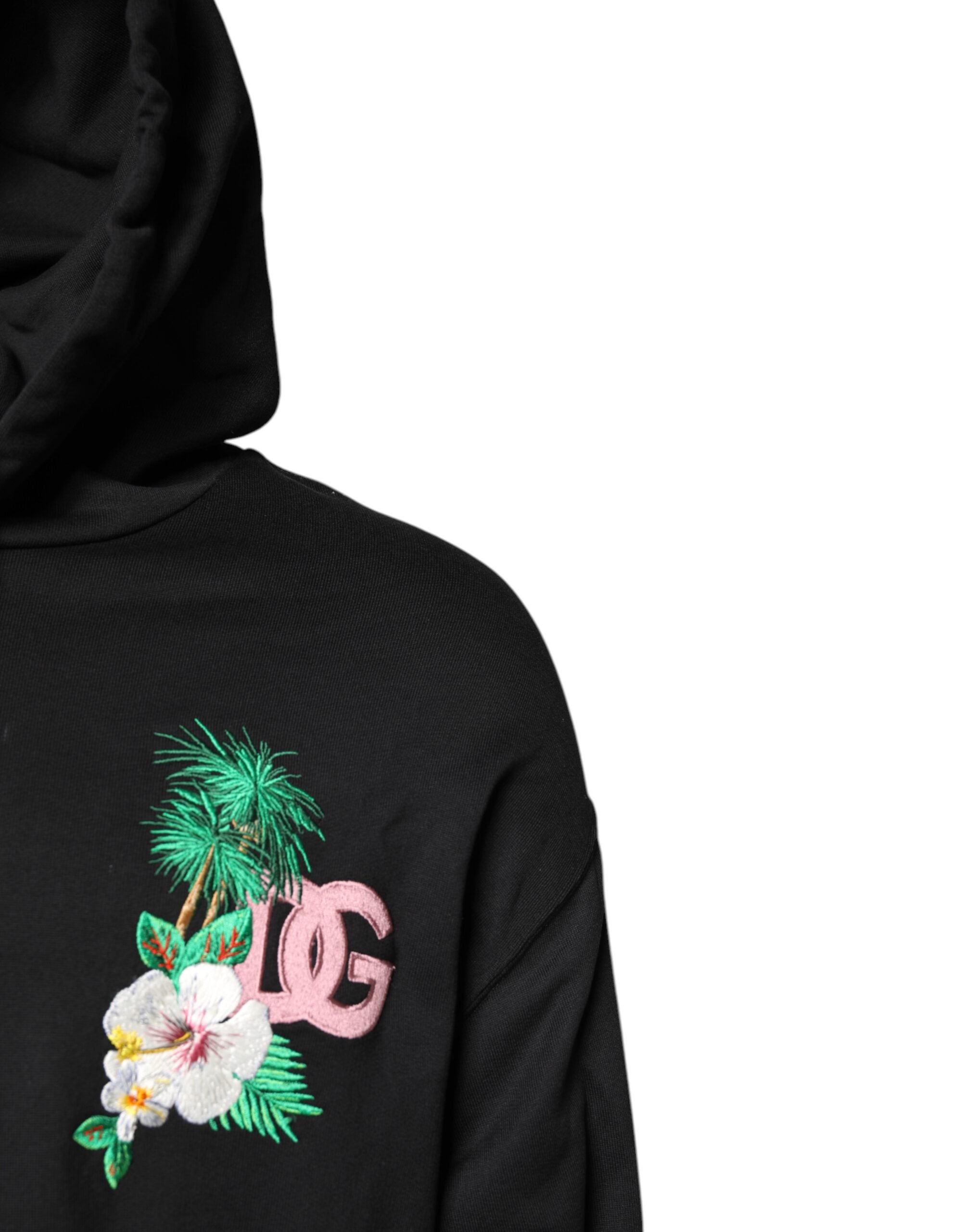 Black Embroidery Hooded Sweatshirt Sweater - ventzia