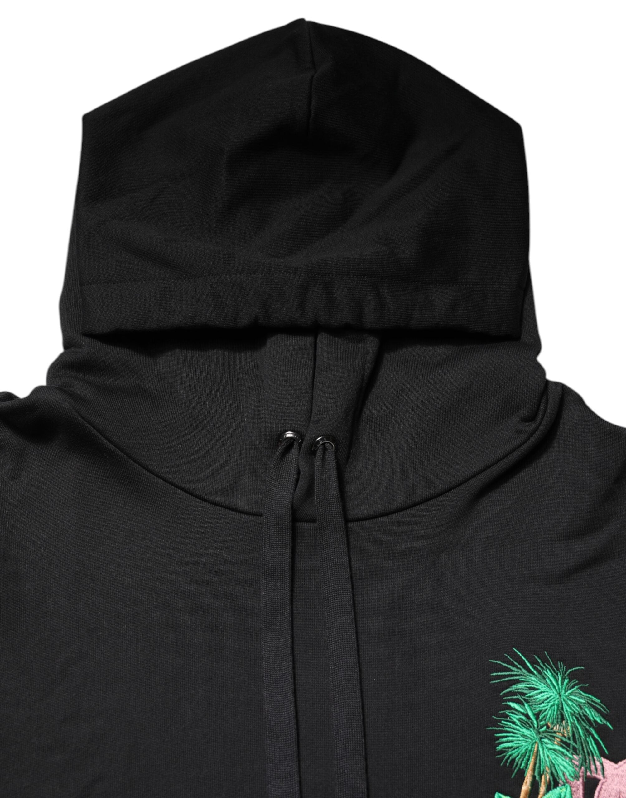 Black Embroidery Hooded Sweatshirt Sweater - ventzia