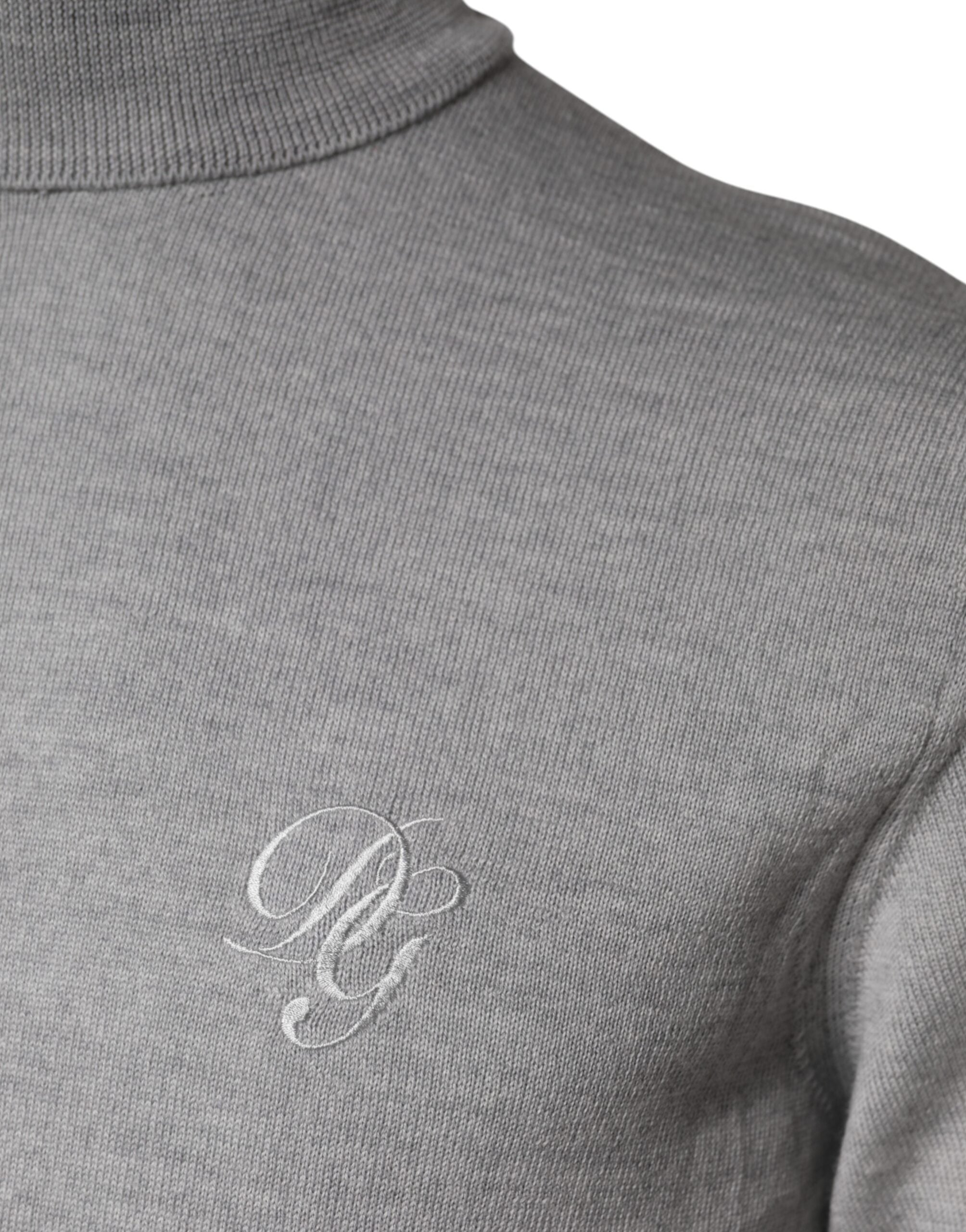 Gray Wool Knitted Men Pullover Sweater - ventzia