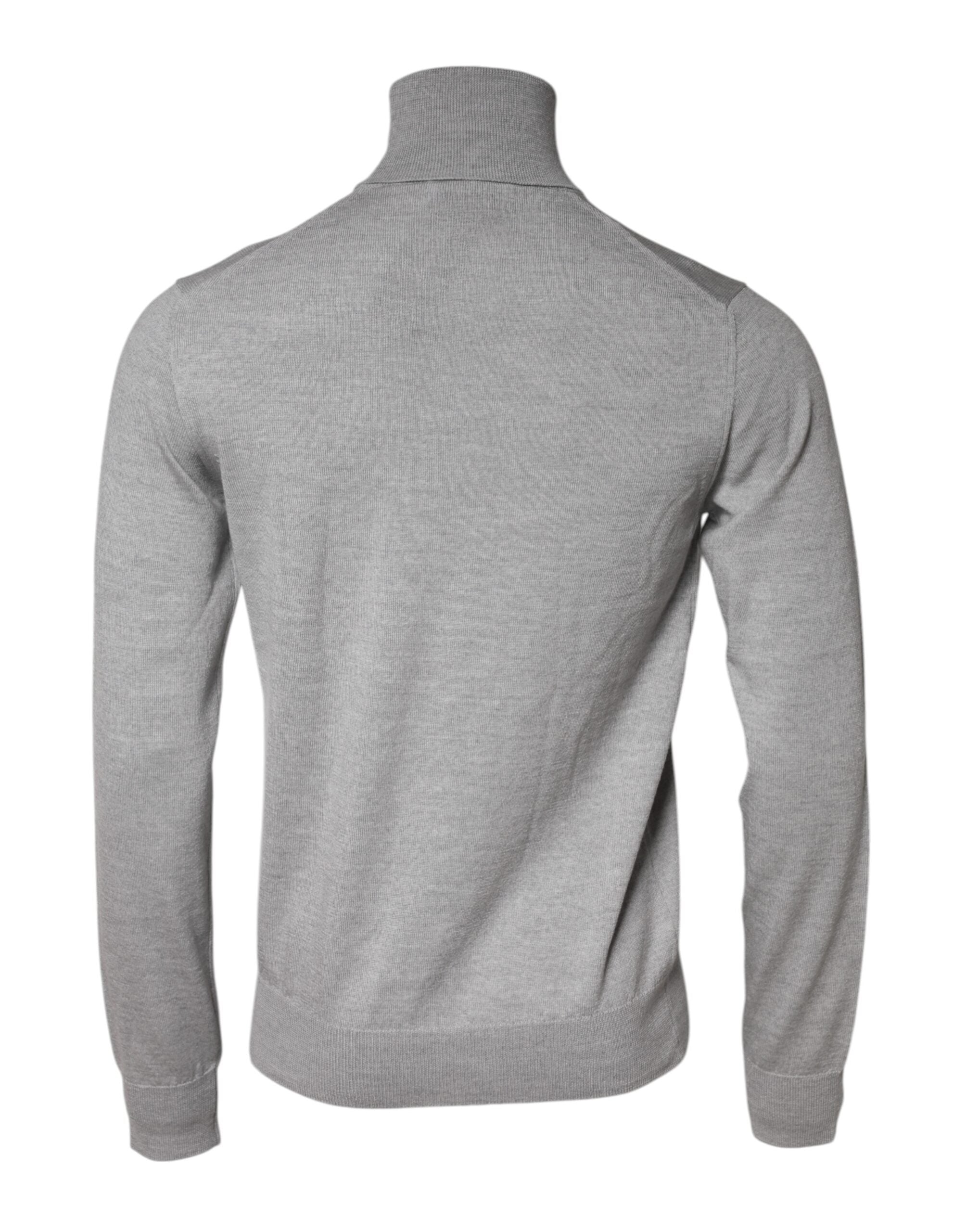 Gray Wool Knitted Men Pullover Sweater - ventzia