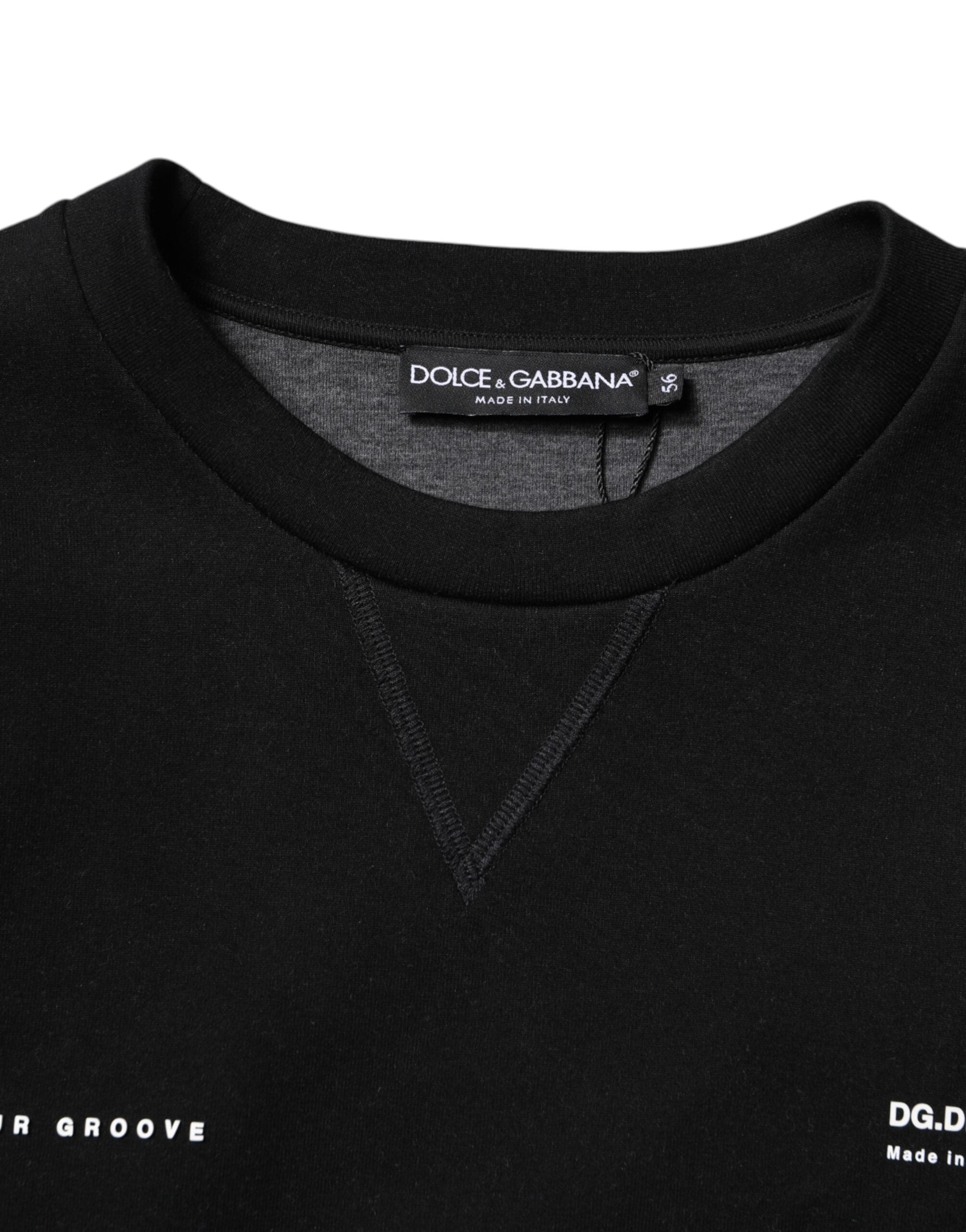 Black Cotton Logo Knitted Pullover Sweater - ventzia