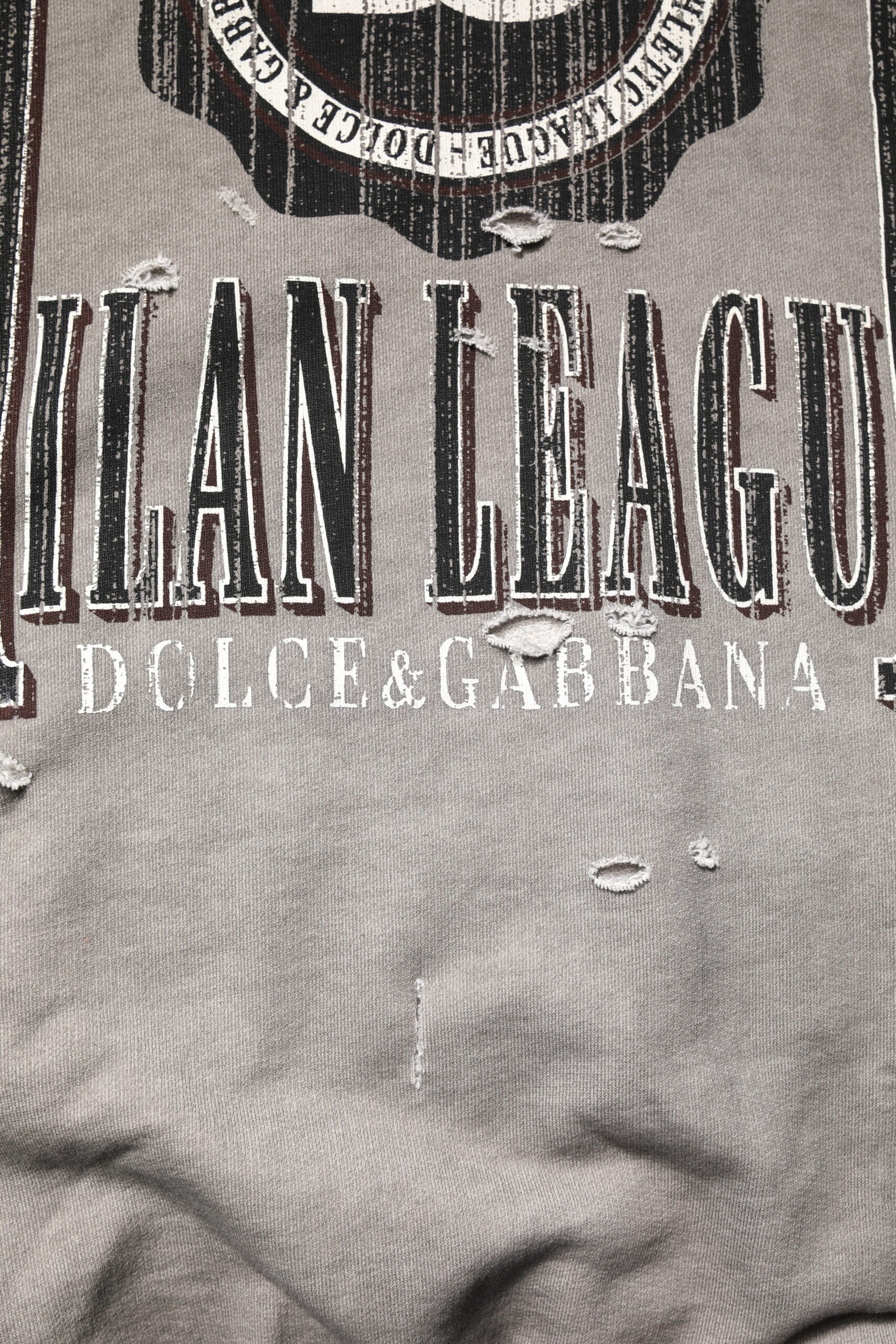 Gray Logo Print Crew Neck Pullover Sweater - ventzia