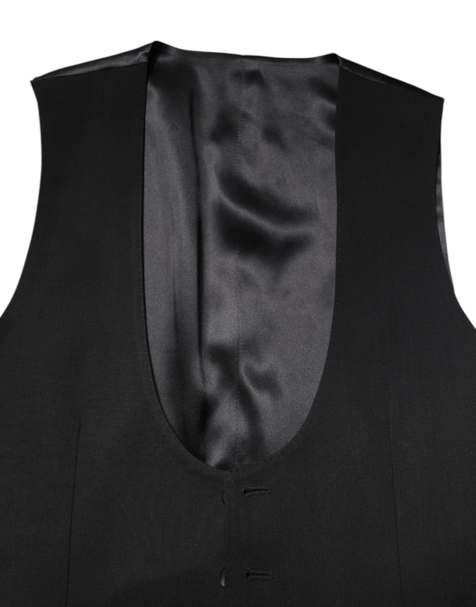Black Wool Waistcoat Dress Formal Vest - ventzia