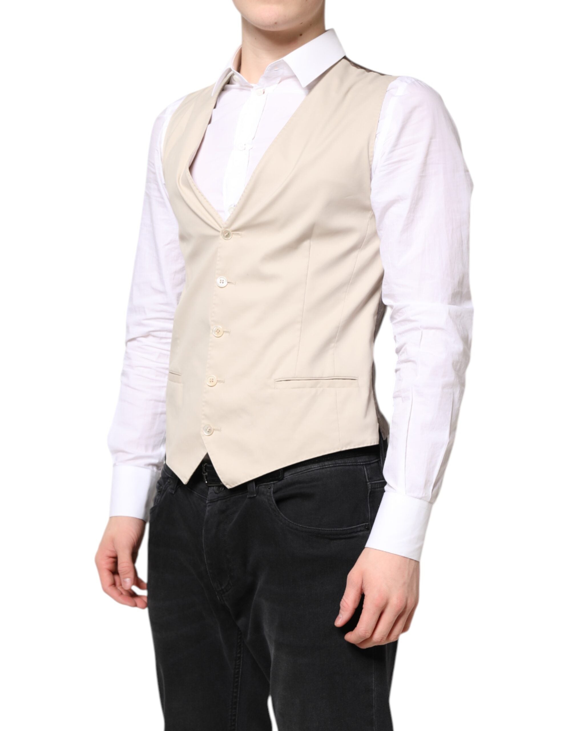 Beige Gray Dress Men Formal Waistcoat Vest - ventzia