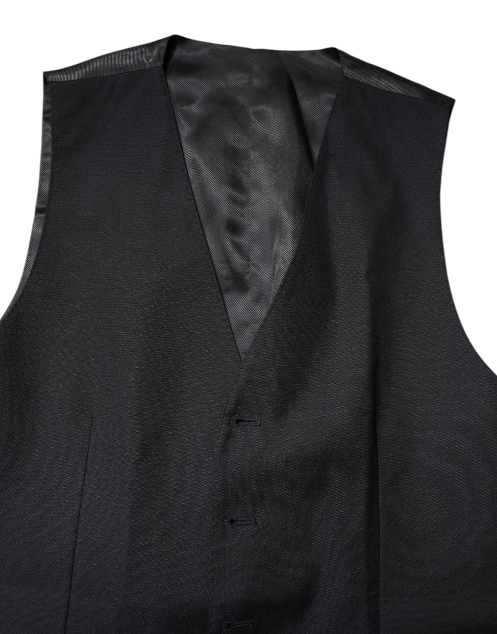 Black Wool Waistcoat Dress Formal Vest - ventzia