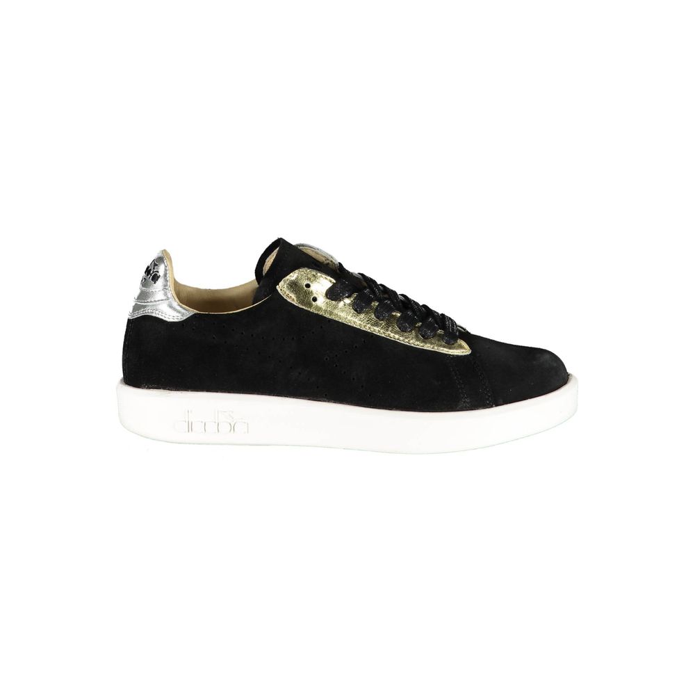 Black Leather Women Sneaker - ventzia