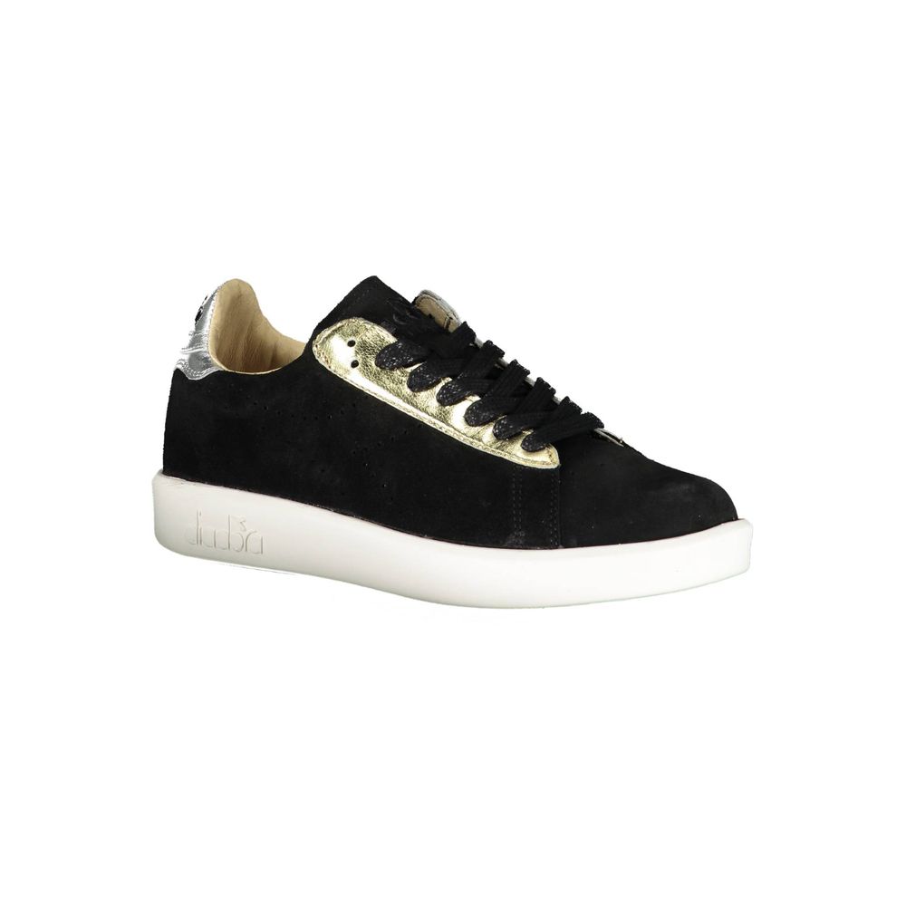 Black Leather Women Sneaker - ventzia