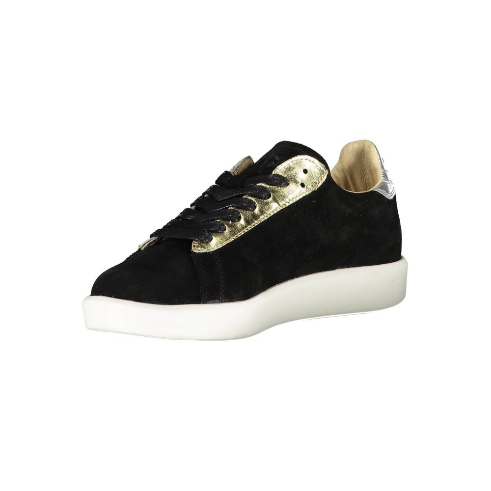 Black Leather Women Sneaker - ventzia
