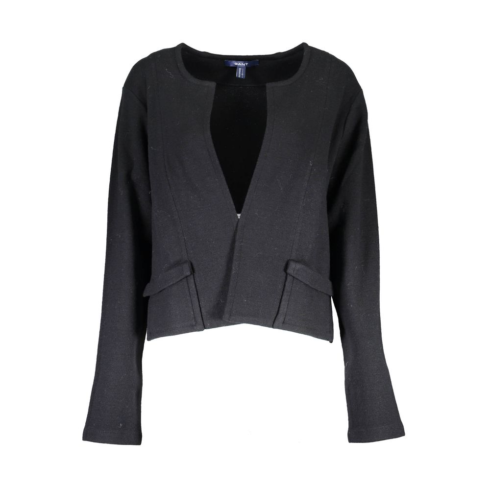 Black Wool Women Cardigan - ventzia