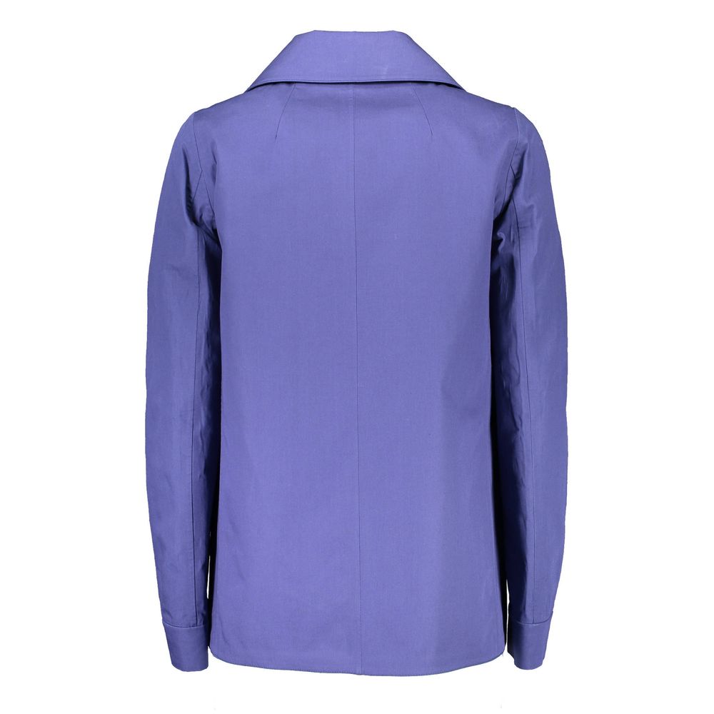 Blue Cotton Women Coat Jacket - ventzia