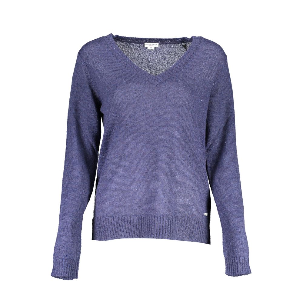 Blue Acrylic Women Sweater - ventzia