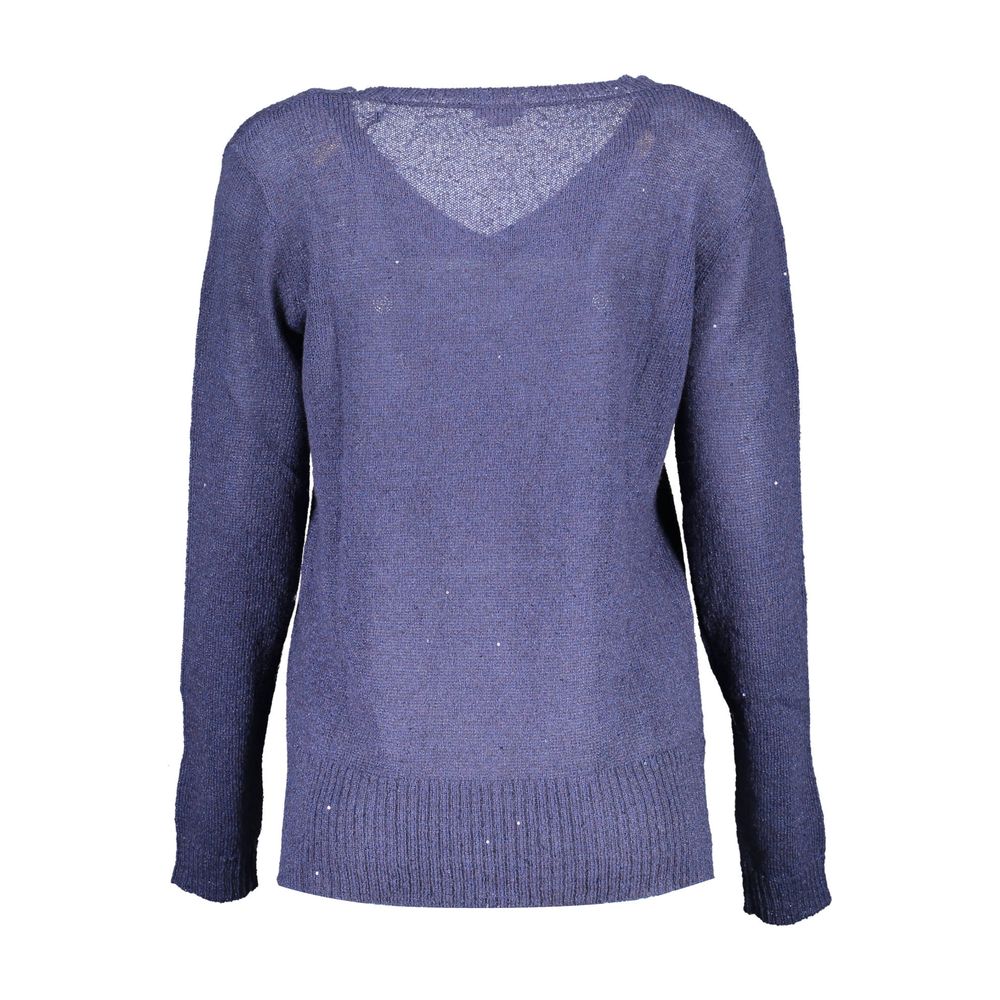 Blue Acrylic Women Sweater - ventzia