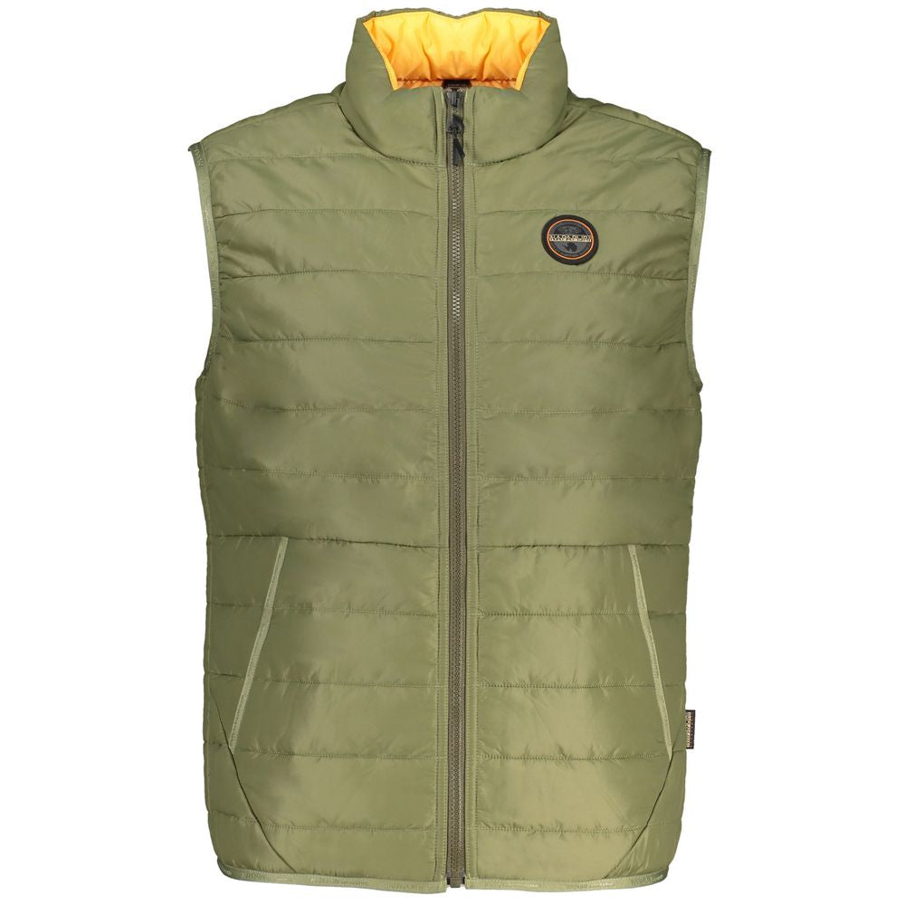 Green Polyester Men's Sleeveless Jacket - ventzia