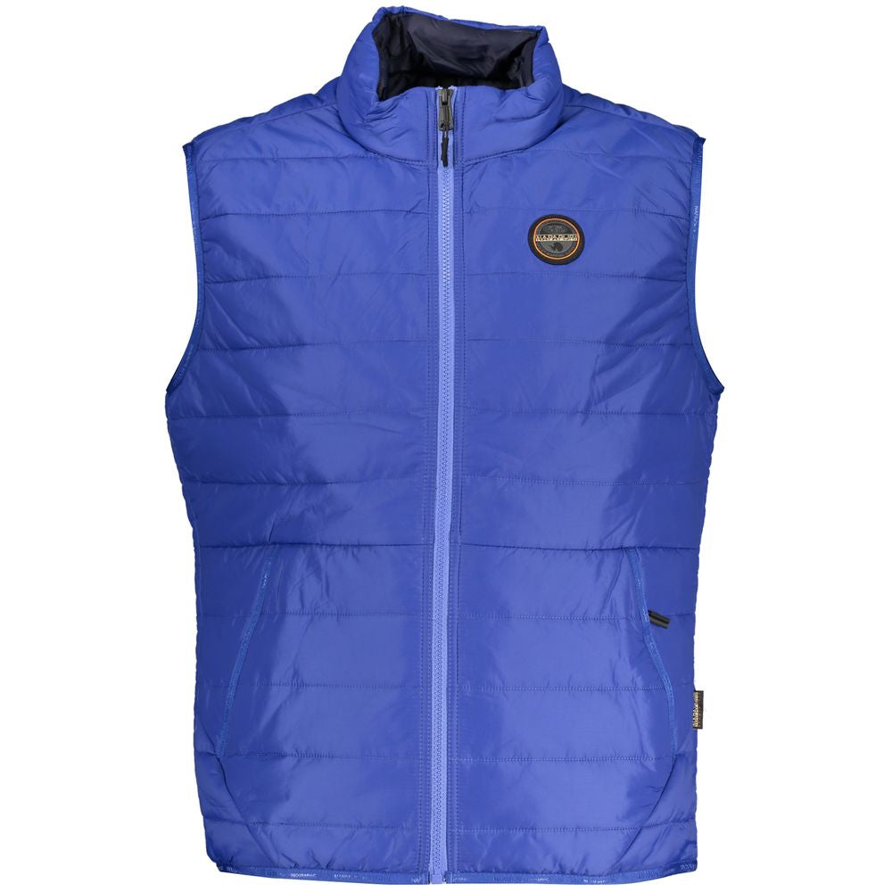 Blue Polyester Men's Sleeveless Jacket - ventzia