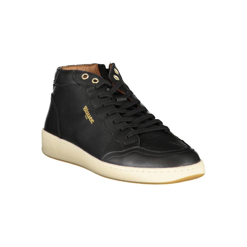 Black Leather Men Sneaker - ventzia