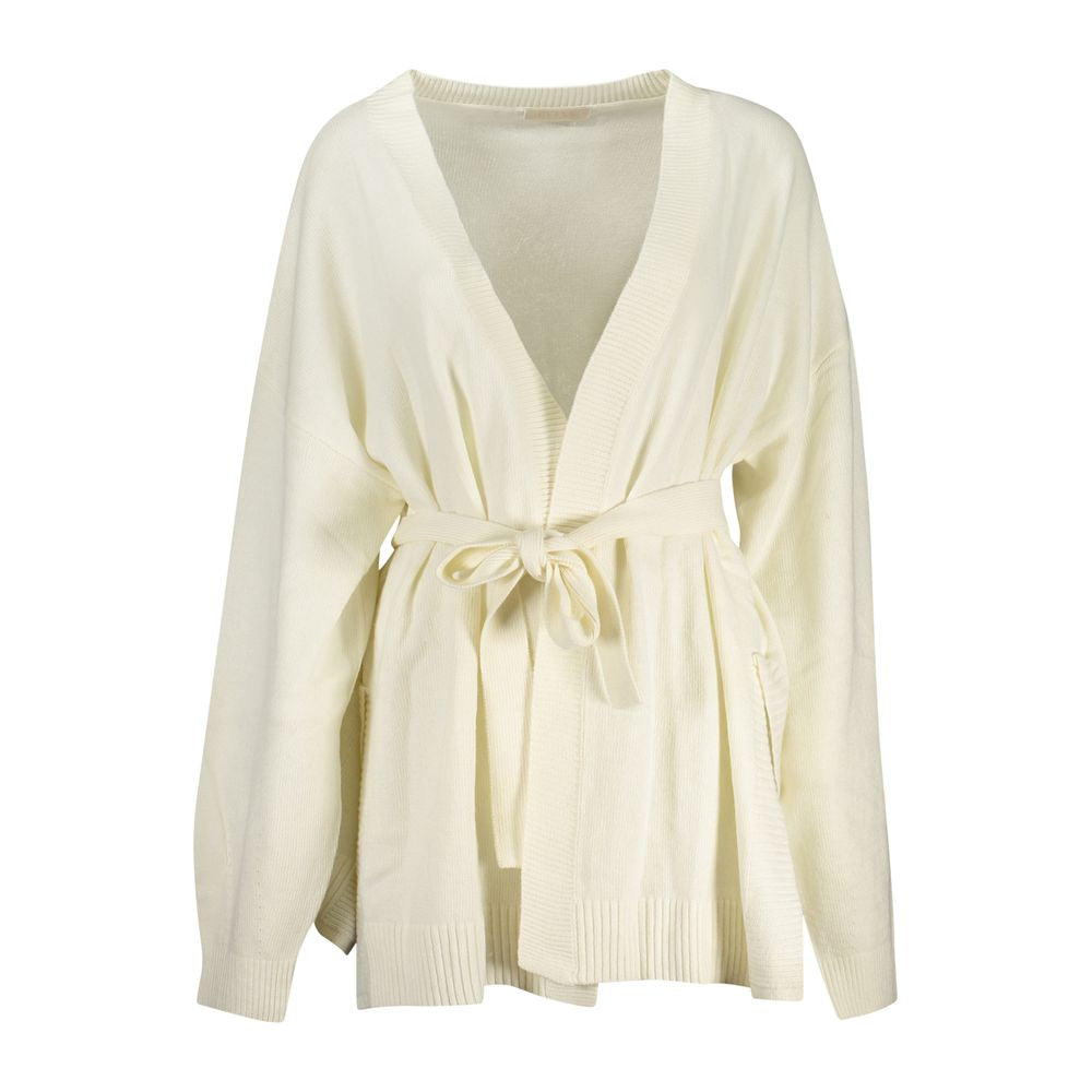 White Acrylic Women Cardigan - ventzia