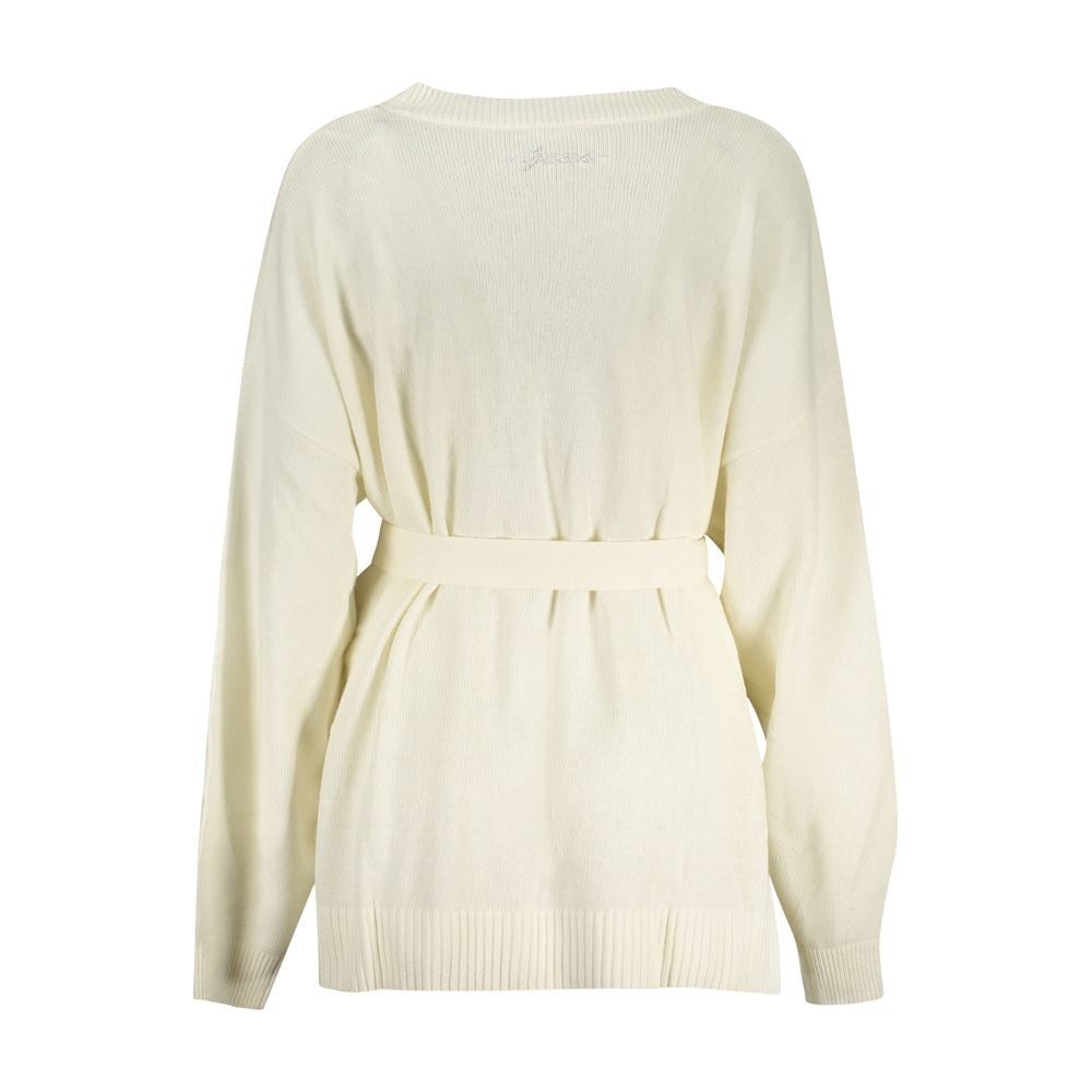 White Acrylic Women Cardigan - ventzia