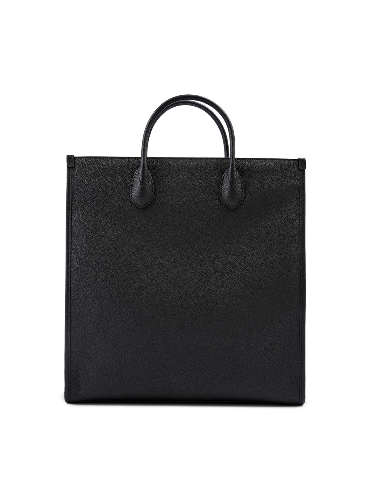 Black Leather Logo Medium Tote Bag - ventzia