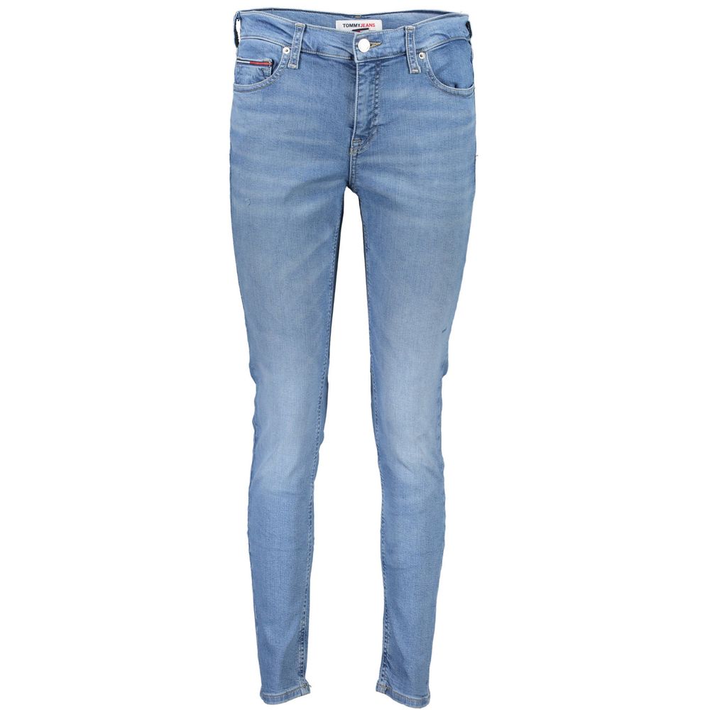 Light Blue Cotton Women Skinny Jean - ventzia