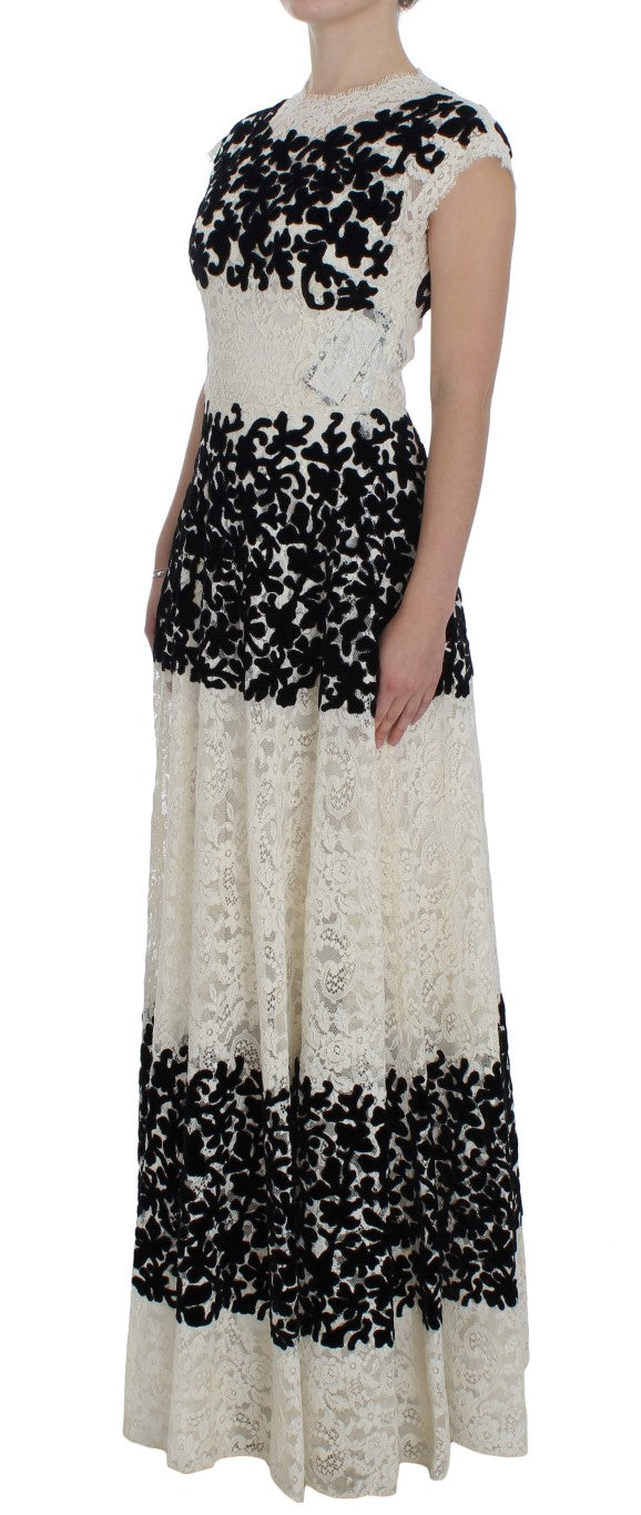 Elegant Floral Lace Cap Sleeve Maxi Dress - ventzia