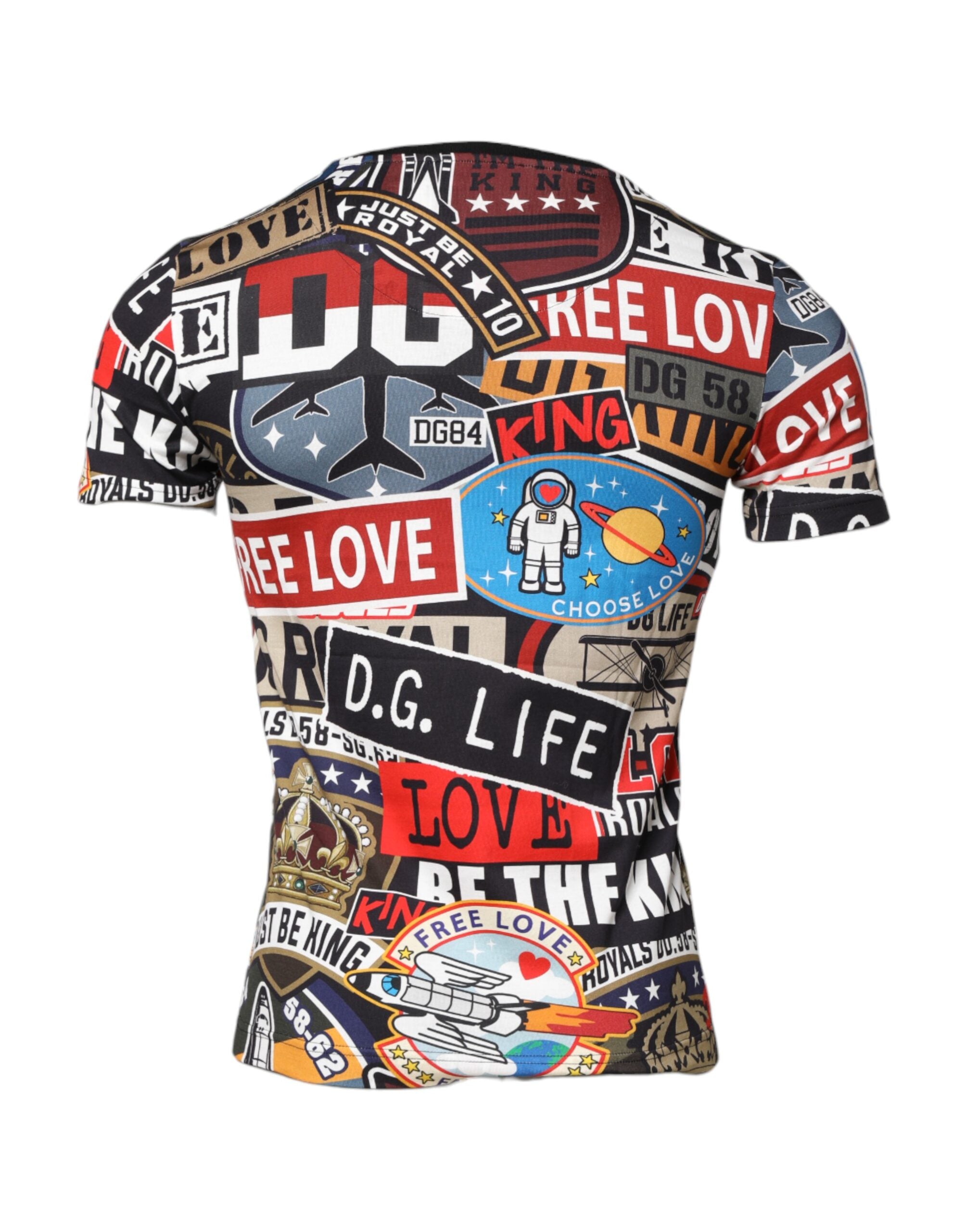 Multicolor Patchwork Cotton Crew Neck T-shirt - ventzia