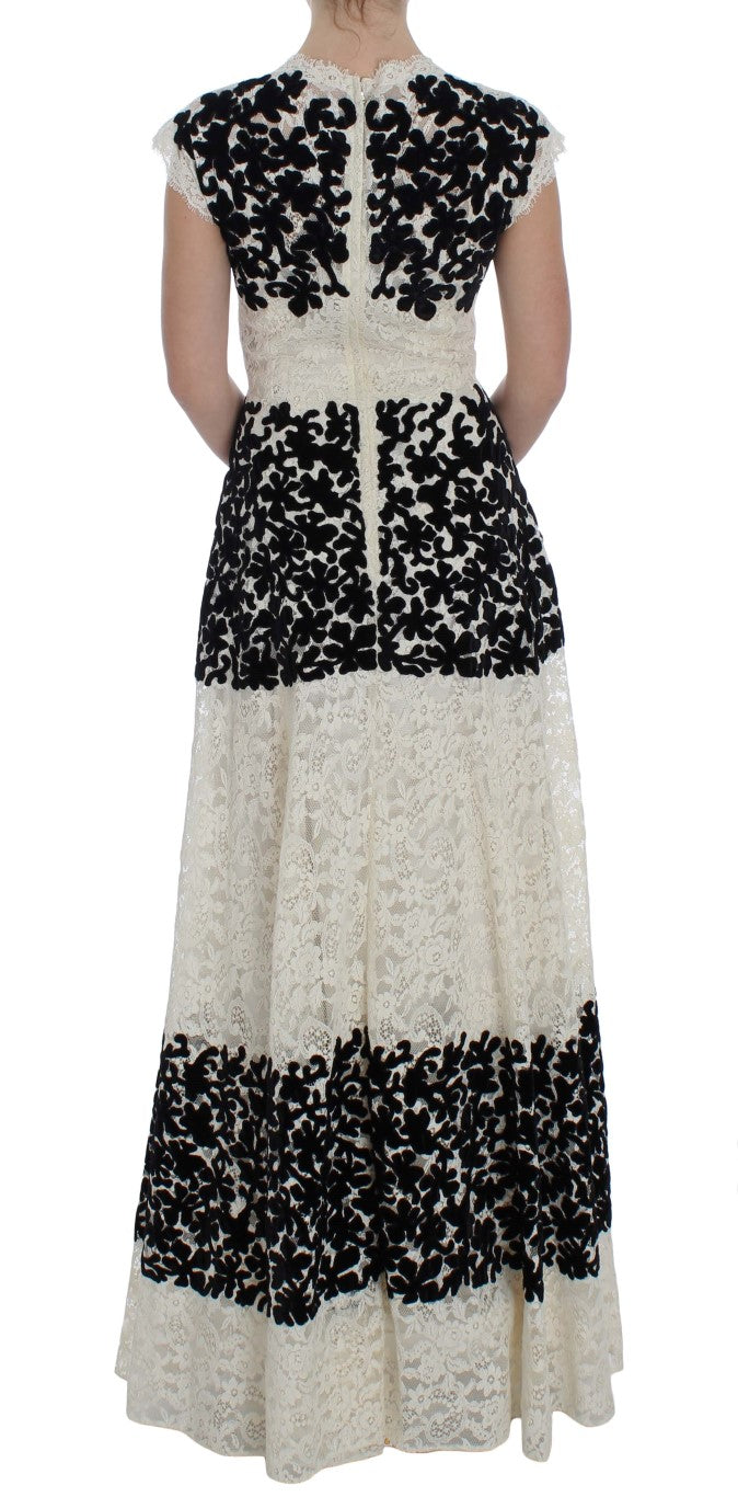 Elegant Floral Lace Cap Sleeve Maxi Dress - ventzia