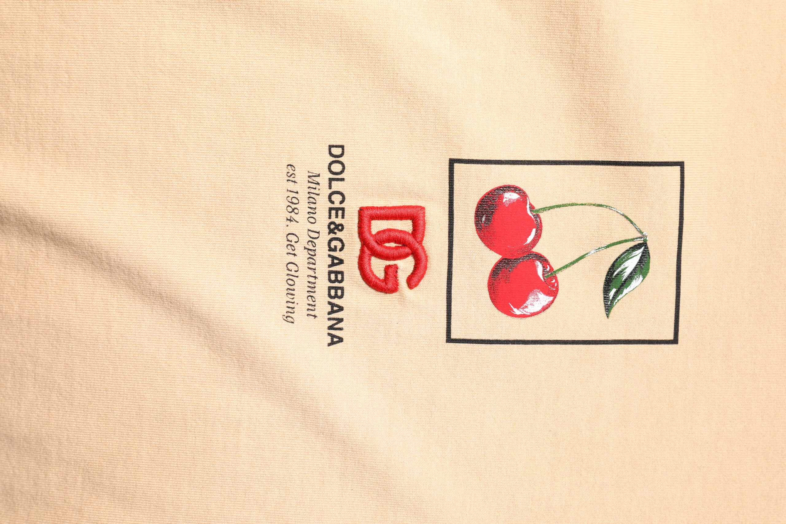 Beige Cotton Logo Print Crew Neck T-shirt - ventzia