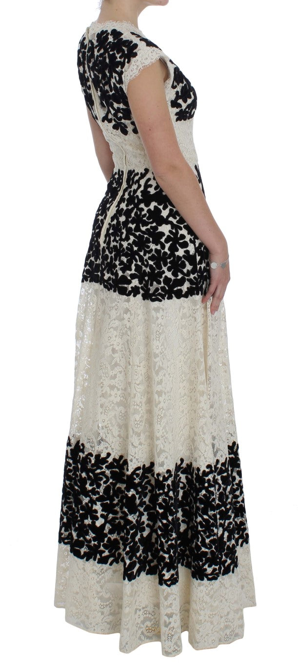 Elegant Floral Lace Cap Sleeve Maxi Dress - ventzia