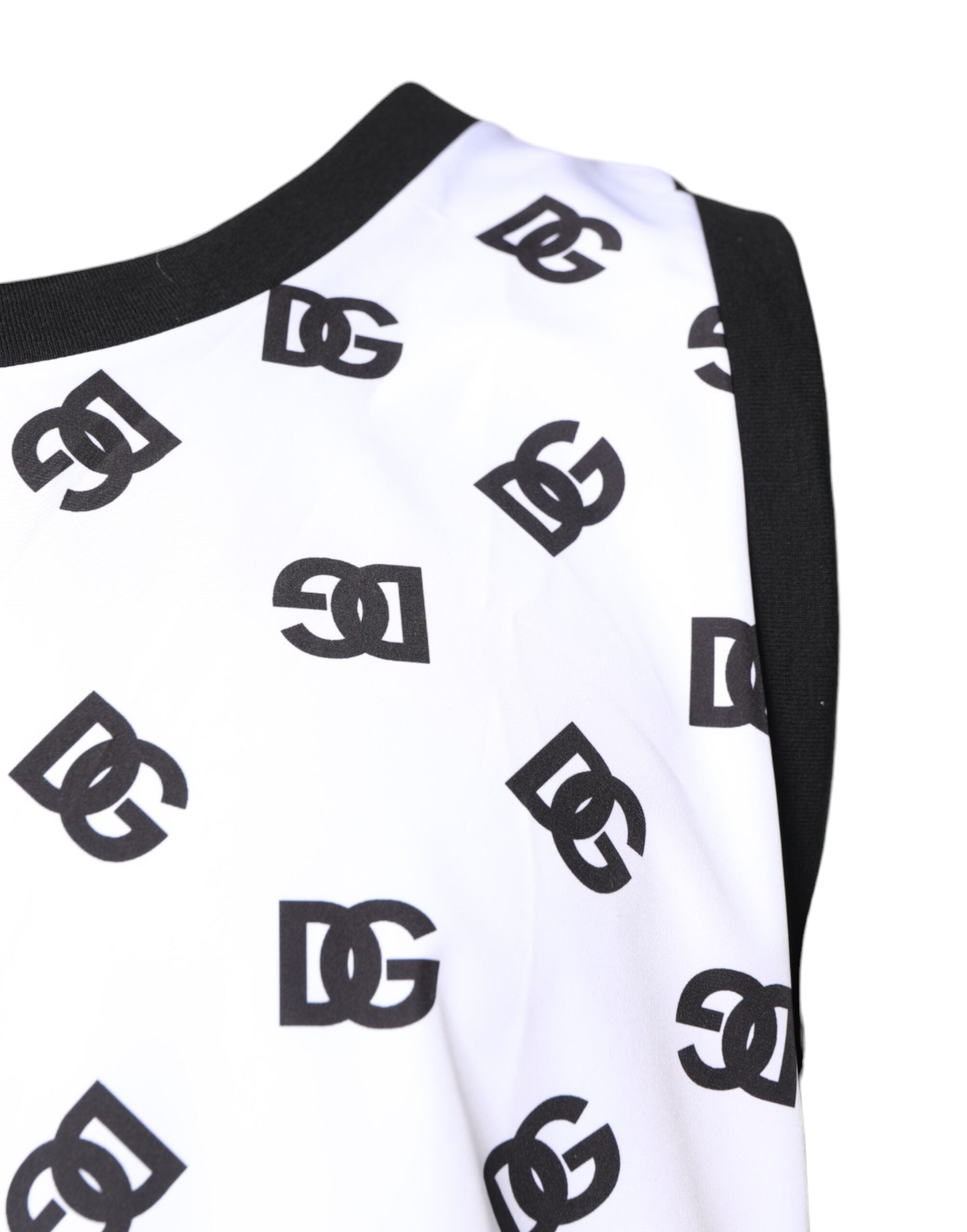 White Polyester Sleeveless DG Logo T-shirt - ventzia