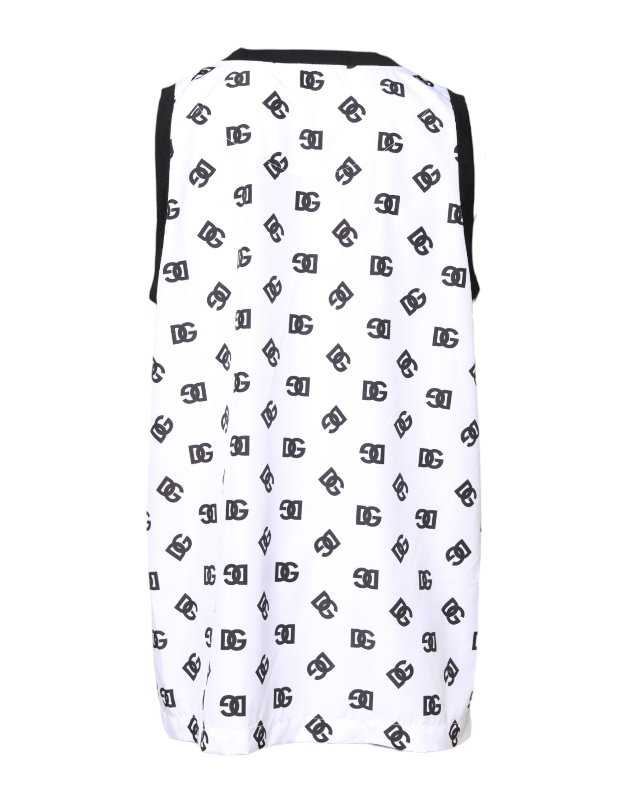 White Polyester Sleeveless DG Logo T-shirt - ventzia
