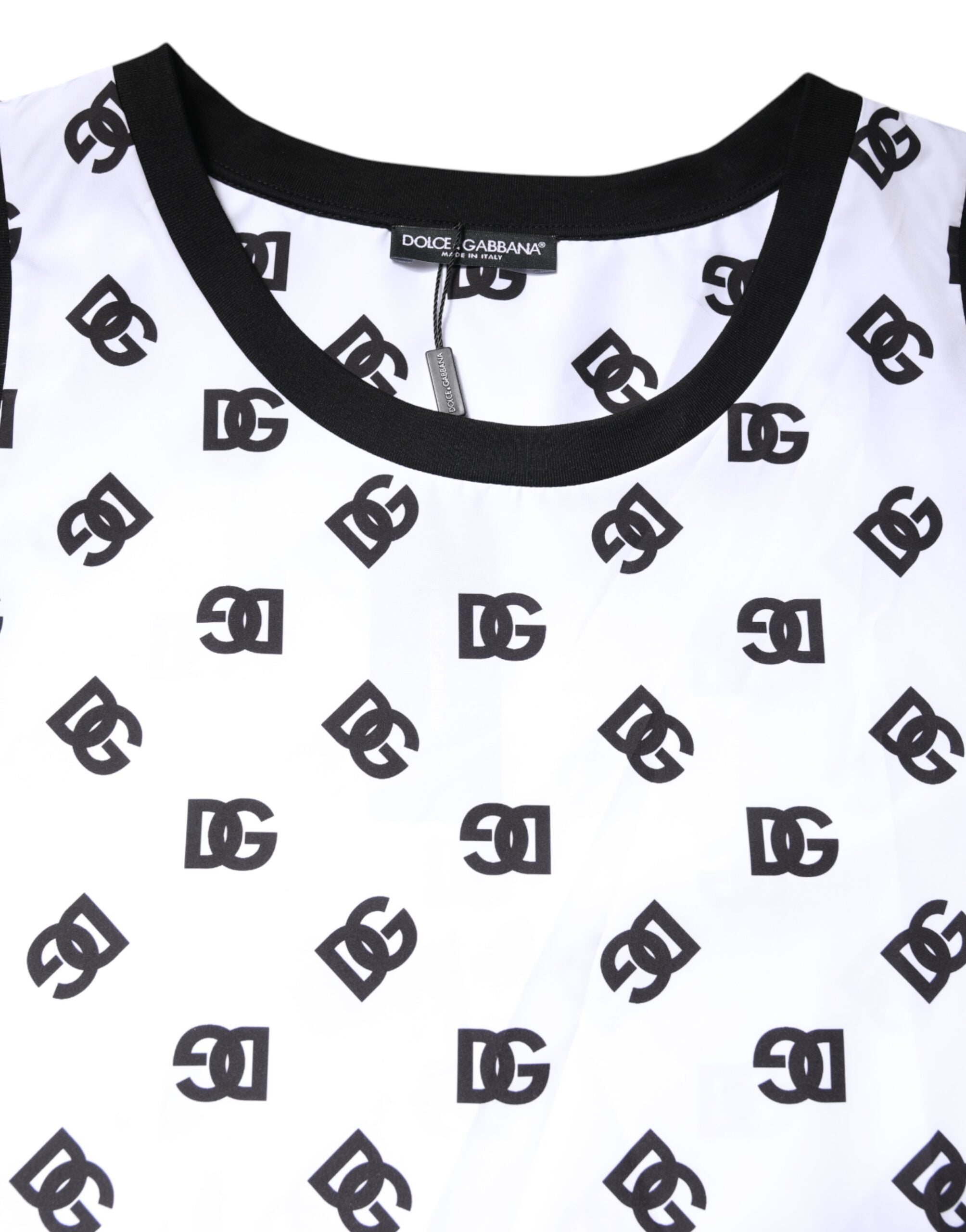 White Polyester Sleeveless DG Logo T-shirt - ventzia