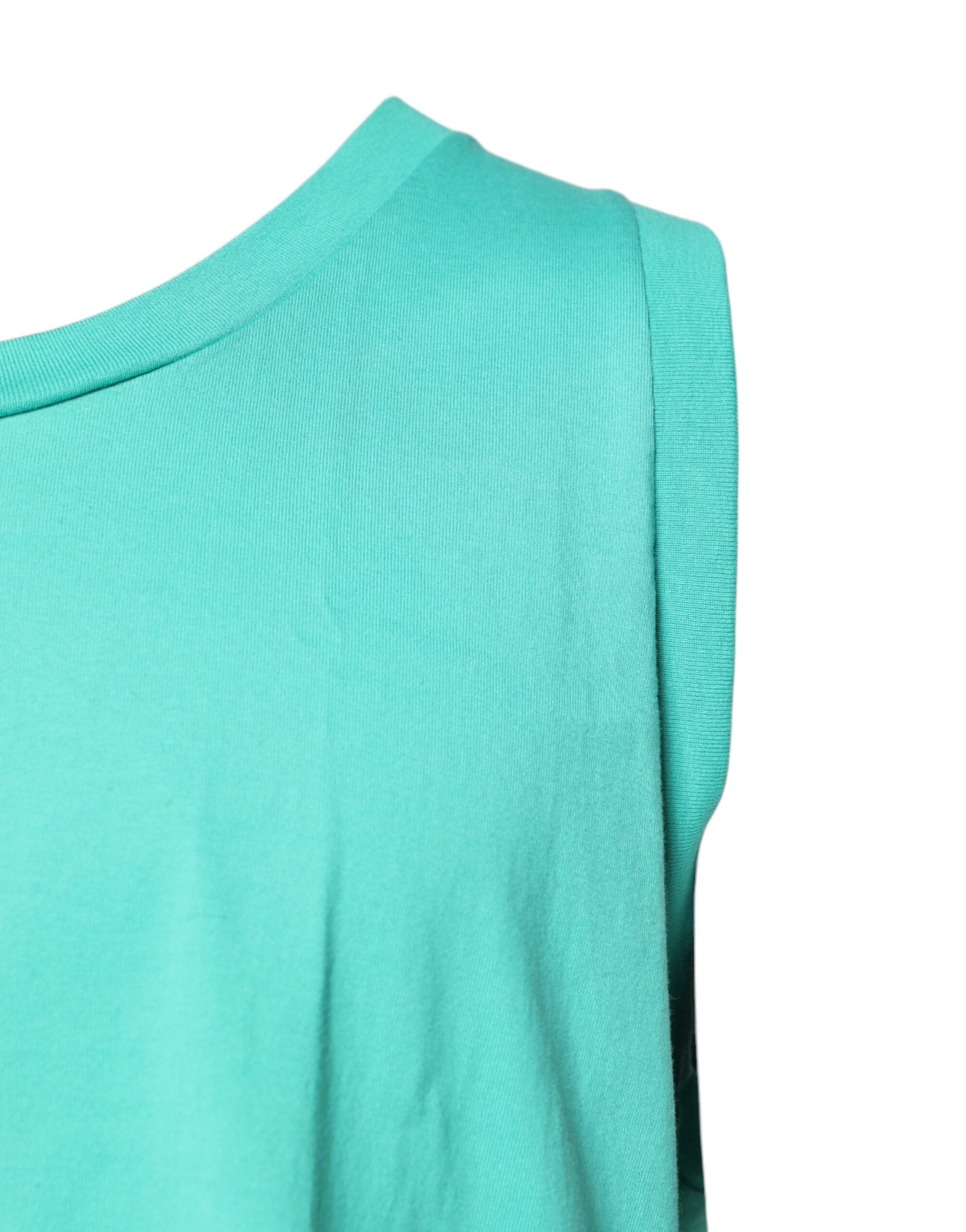 Green Sleeveless Logo Round Neck T-shirt - ventzia