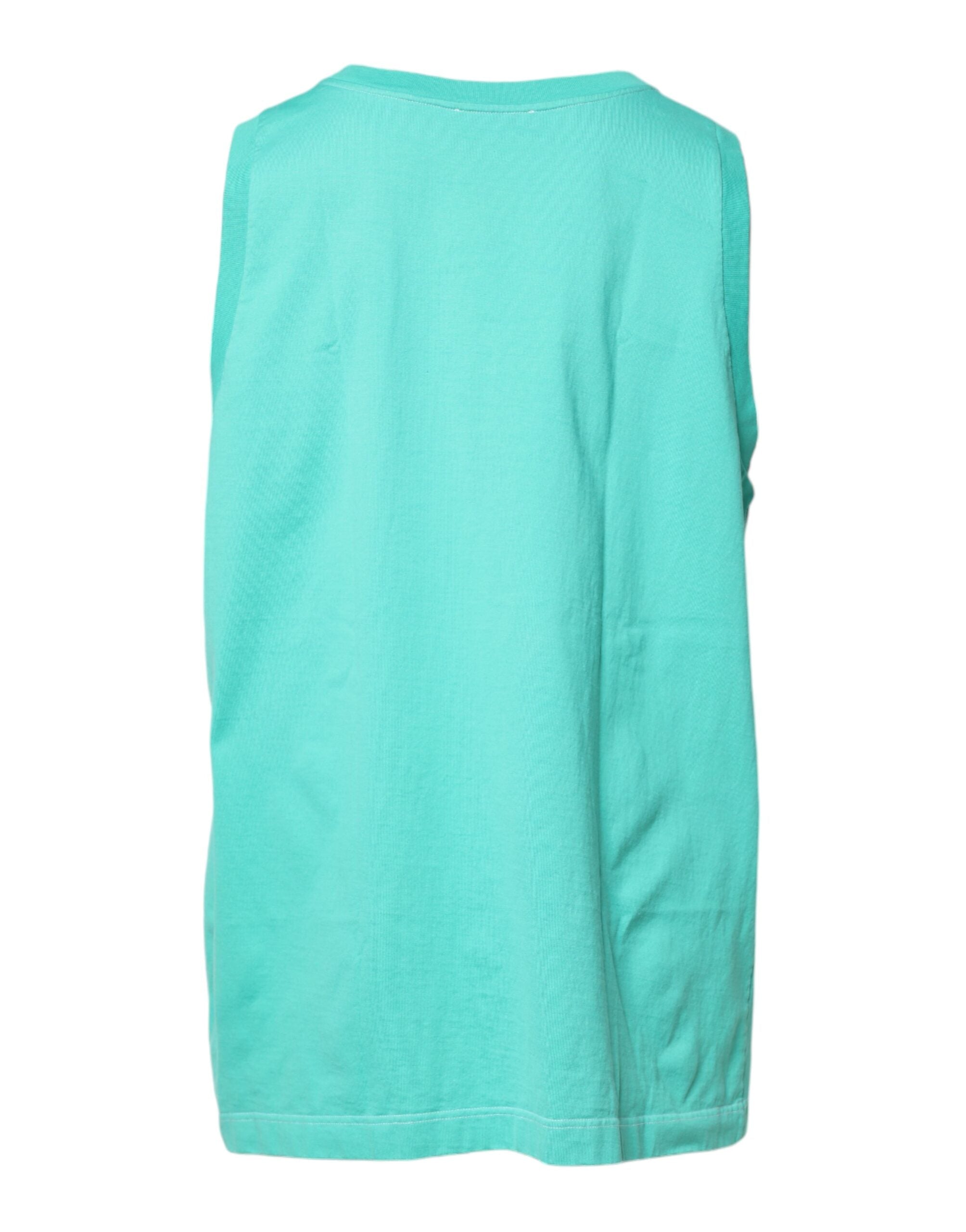 Green Sleeveless Logo Round Neck T-shirt - ventzia
