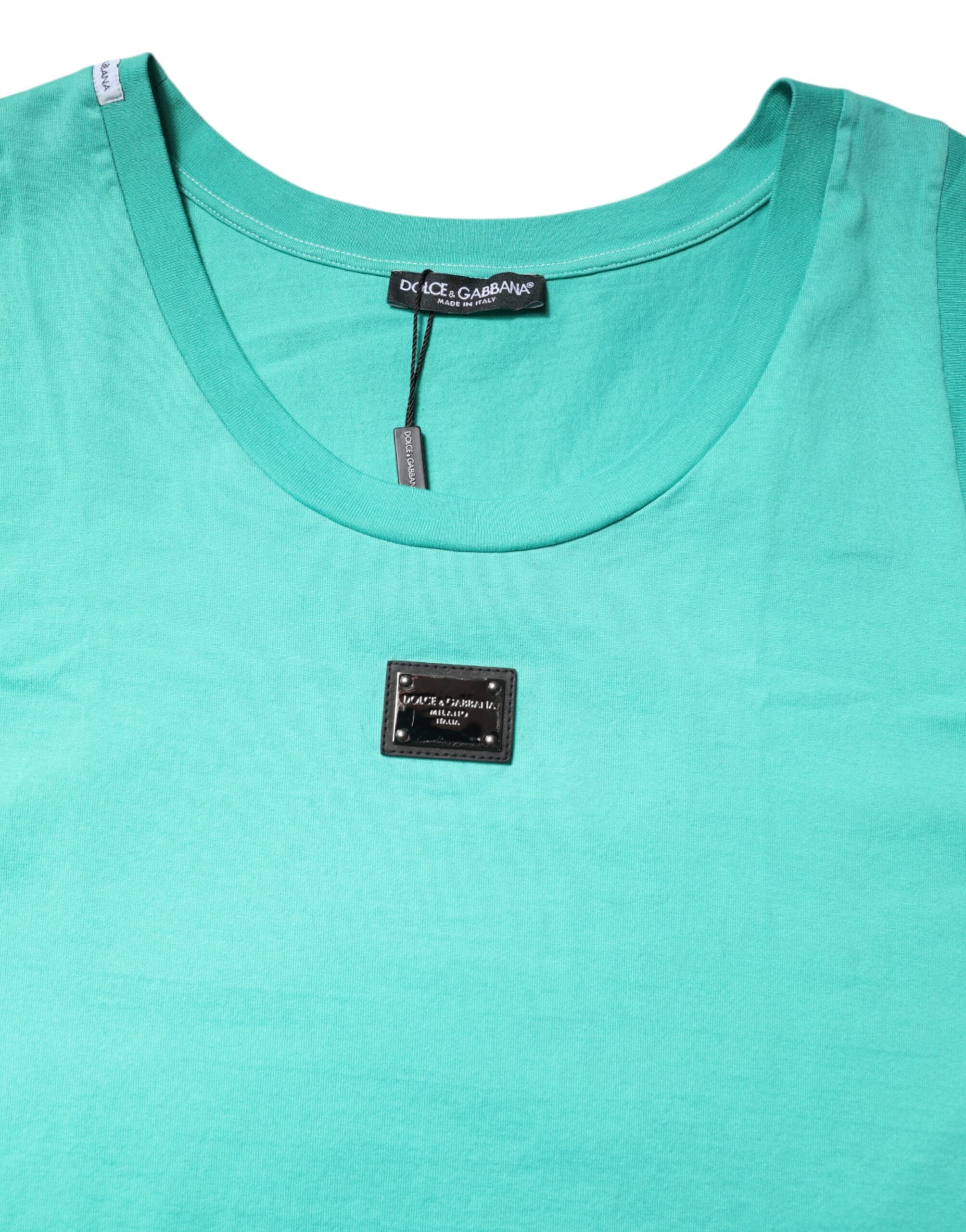 Green Sleeveless Logo Round Neck T-shirt - ventzia