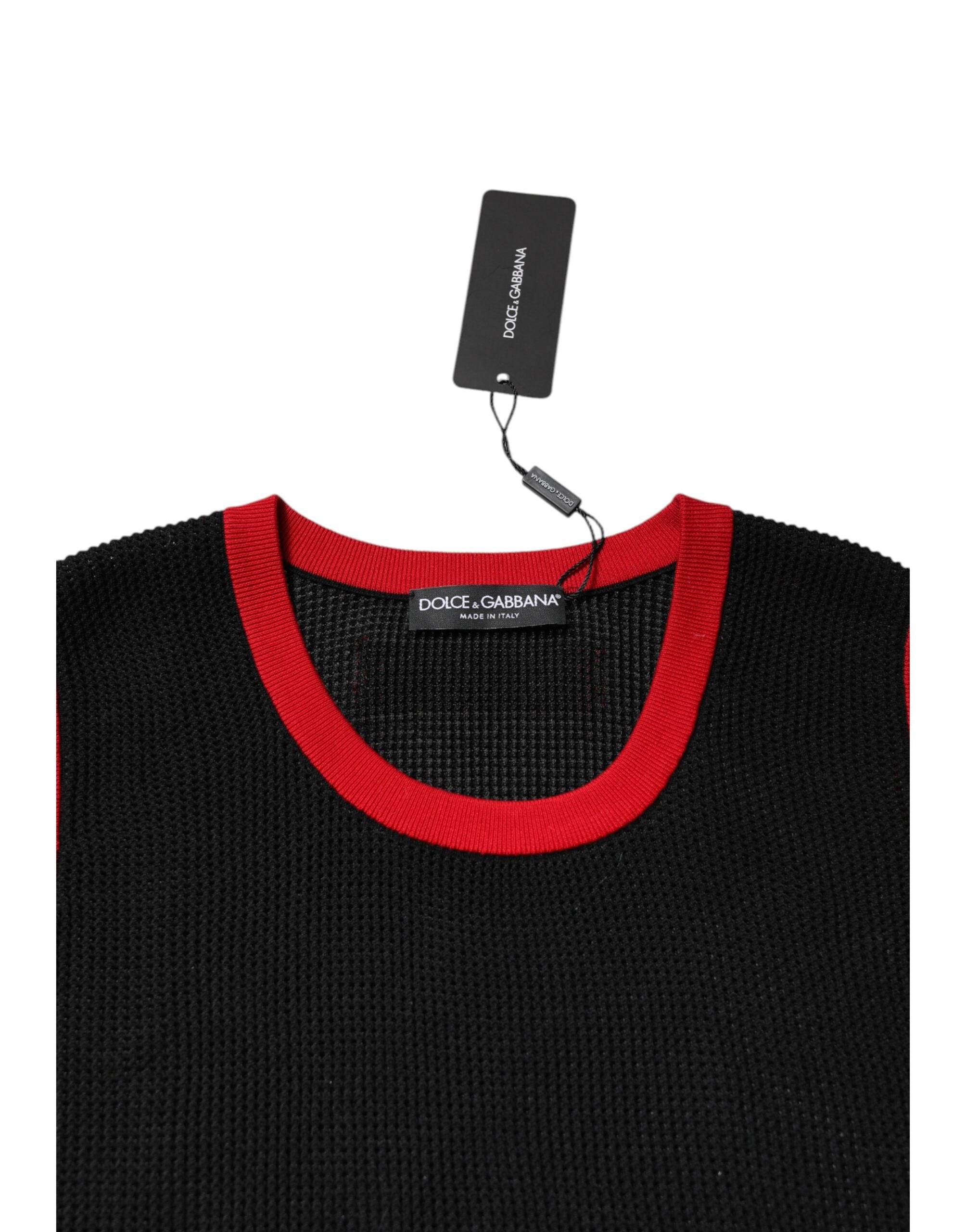 Black Cotton Slim Fit Round Neck T-shirt - ventzia