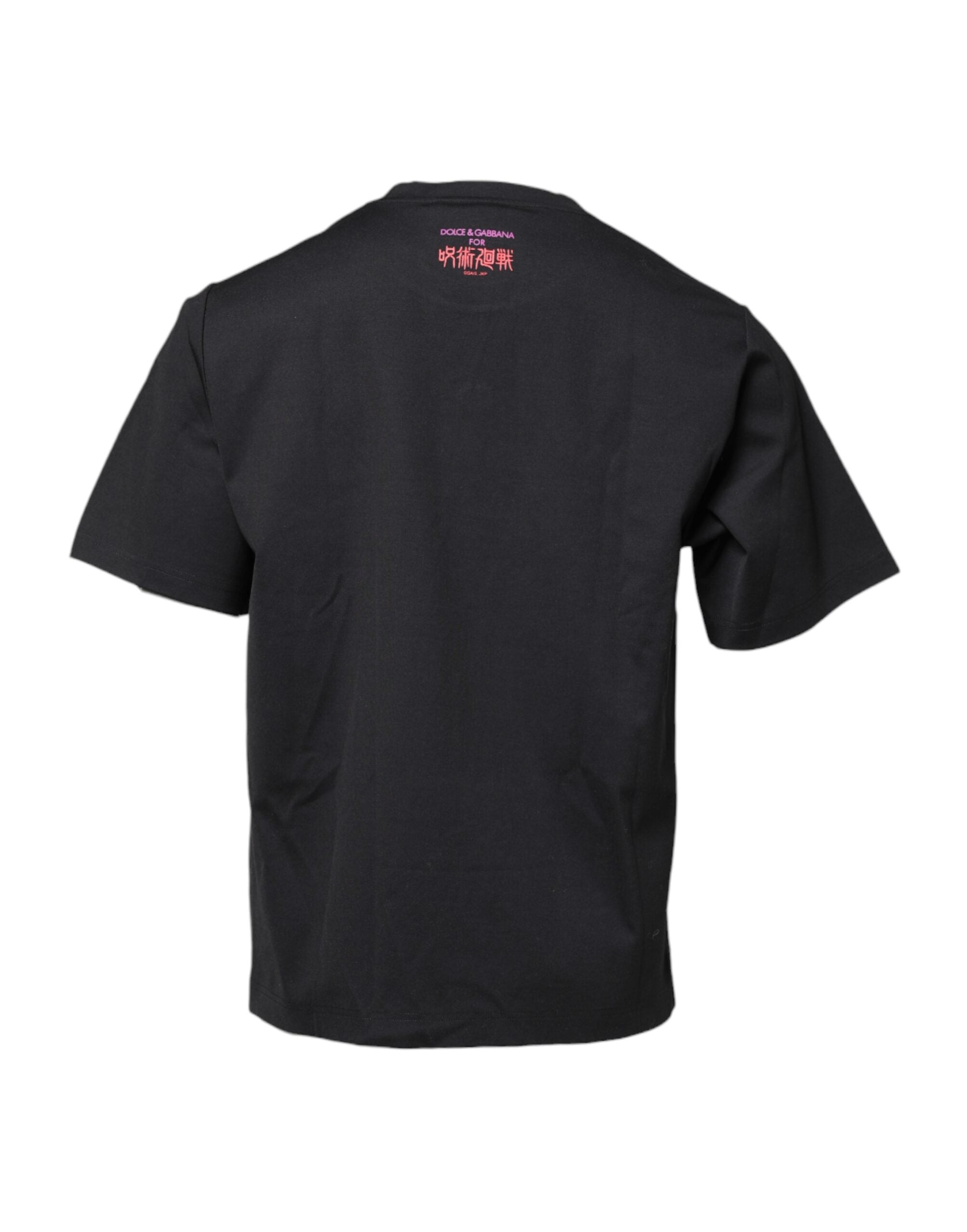 Black Cotton Graphic Print Crew Neck T-shirt - ventzia