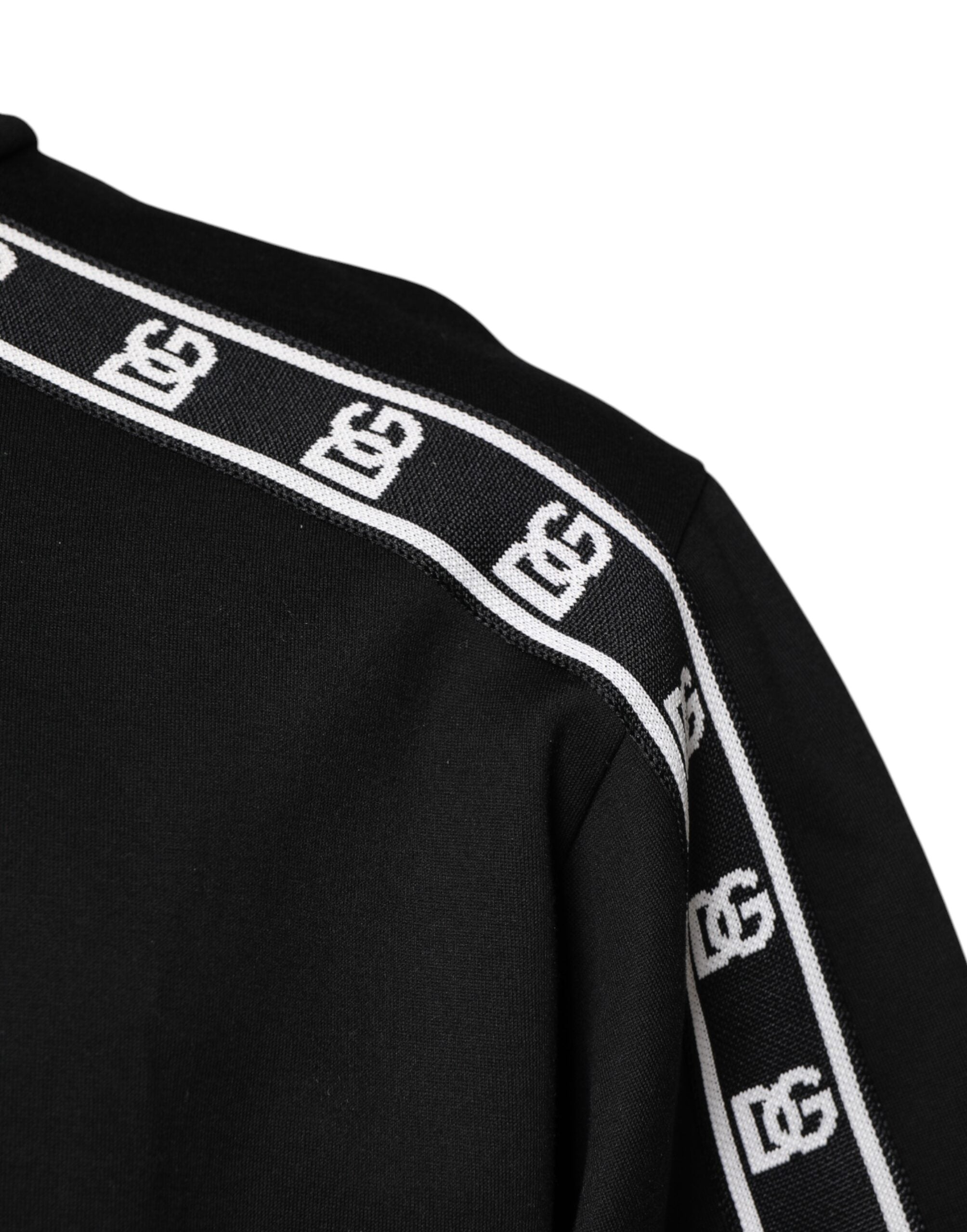 Black Cotton DG Print Turtleneck T-shirt - ventzia