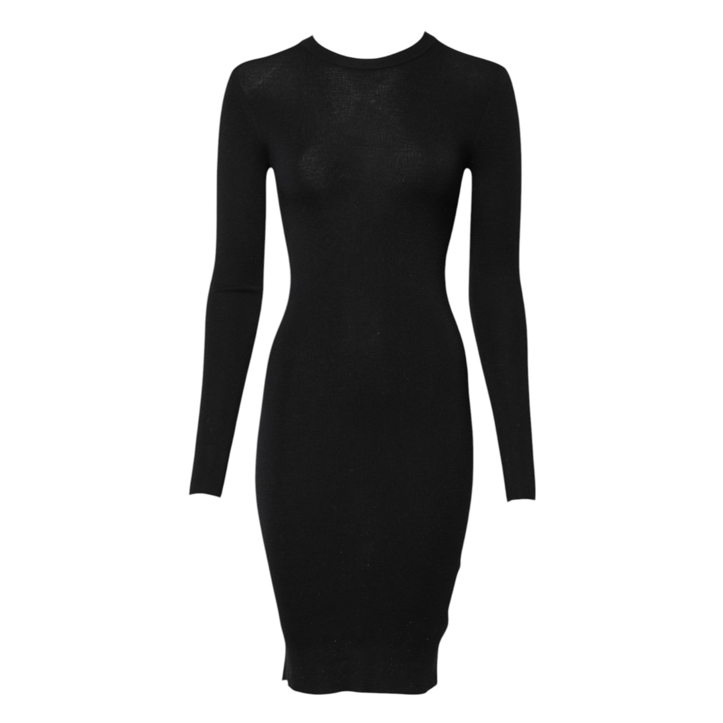Black Long Sleeves Bodycon Sheath Dress - ventzia