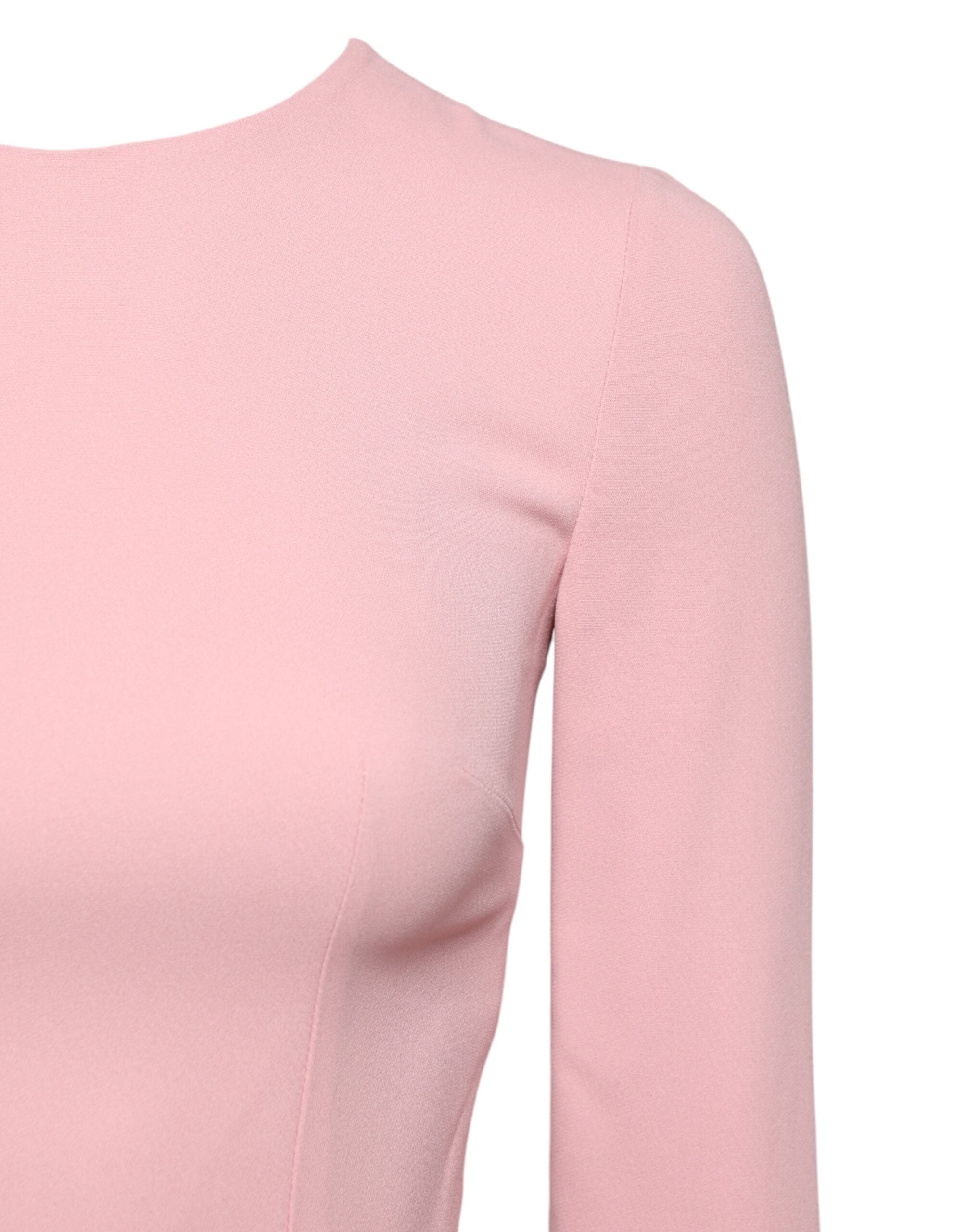 Pink Viscose 3/4 Sleeves Sheath Midi Dress - ventzia