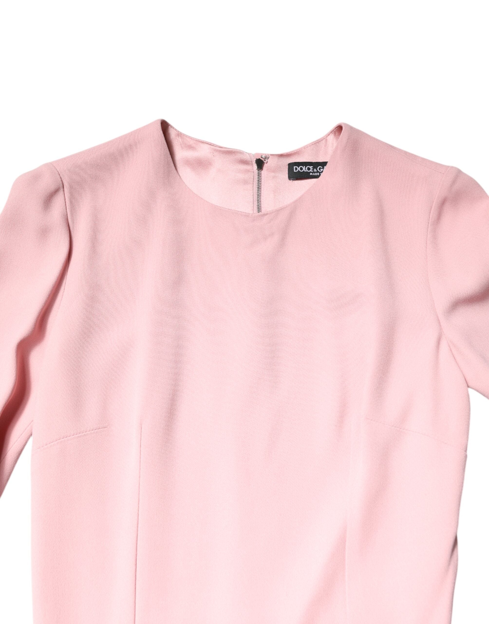 Pink Viscose 3/4 Sleeves Sheath Midi Dress - ventzia