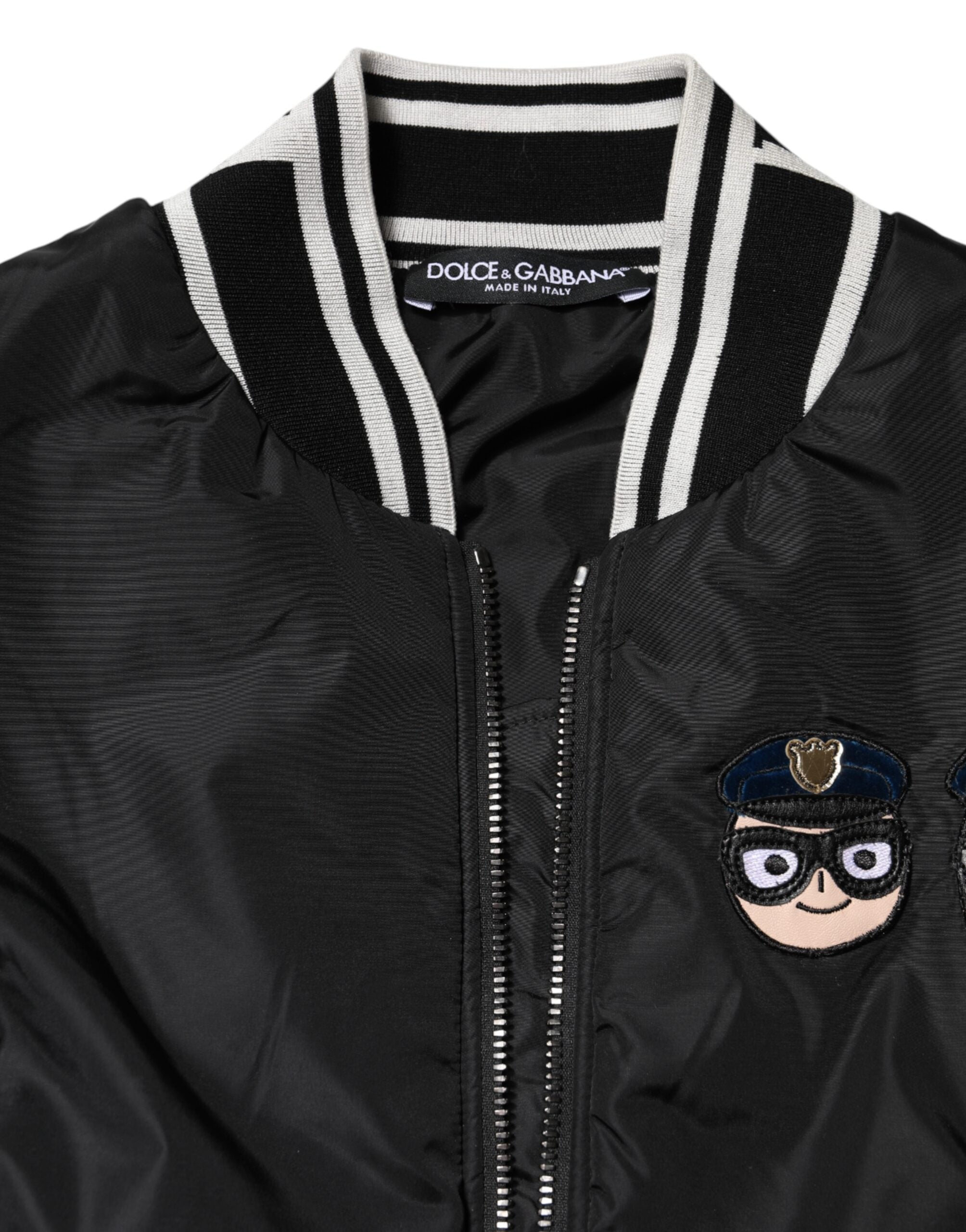 Black Nylon #DGFamily Full Zip Bomber Jacket - ventzia