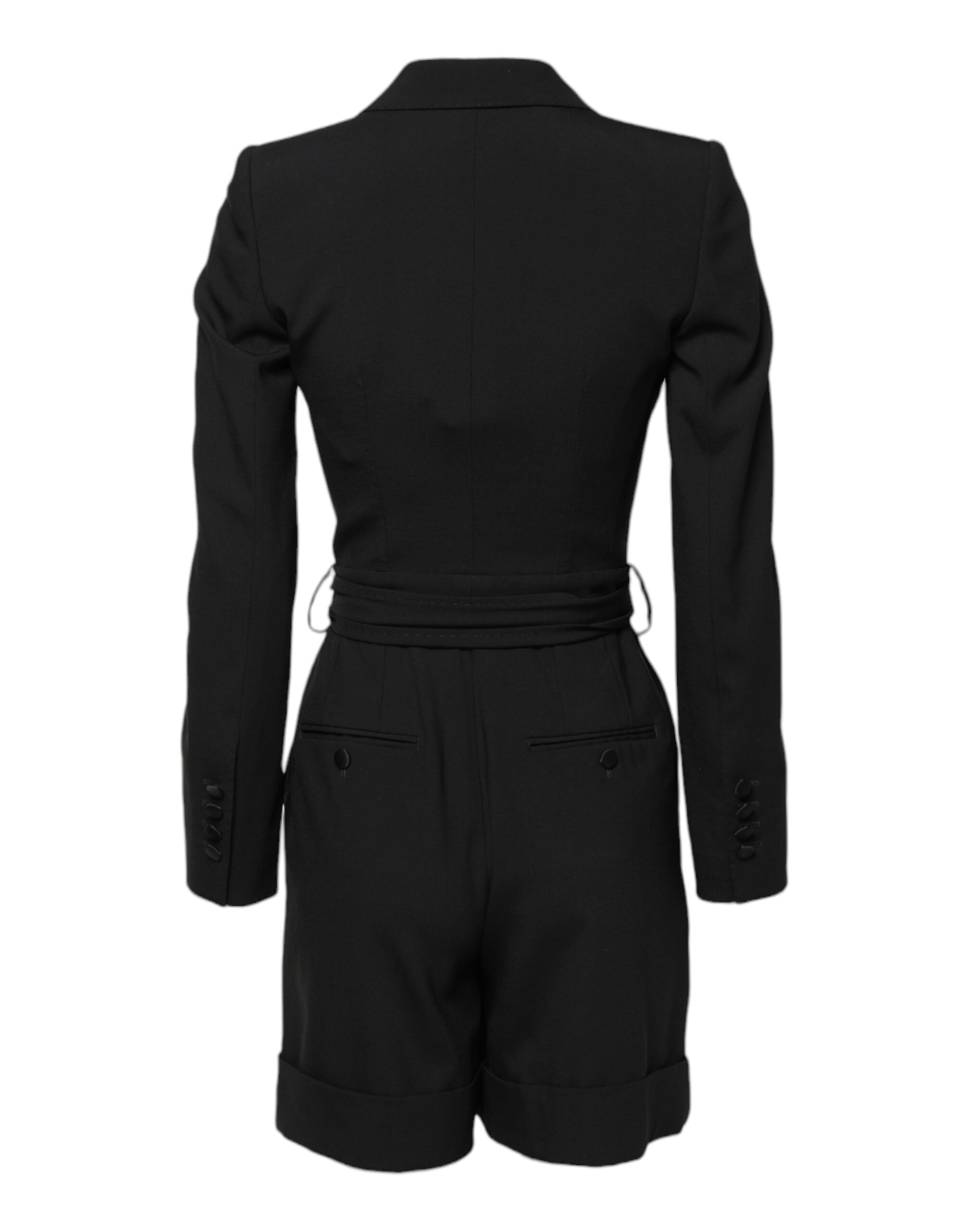 Black Wool Jumpsuit Dress Women Coat Jacket - ventzia