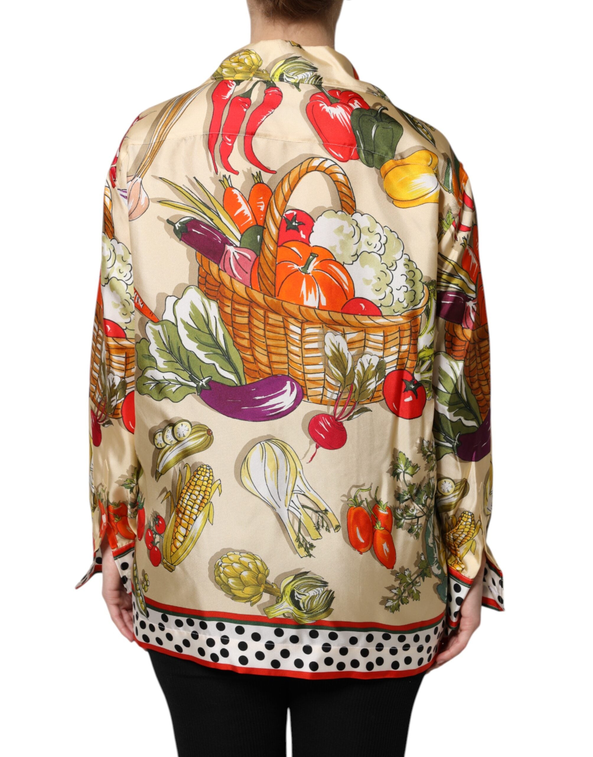 Multicolor Vegetables Silk Long Sleeves Top - ventzia