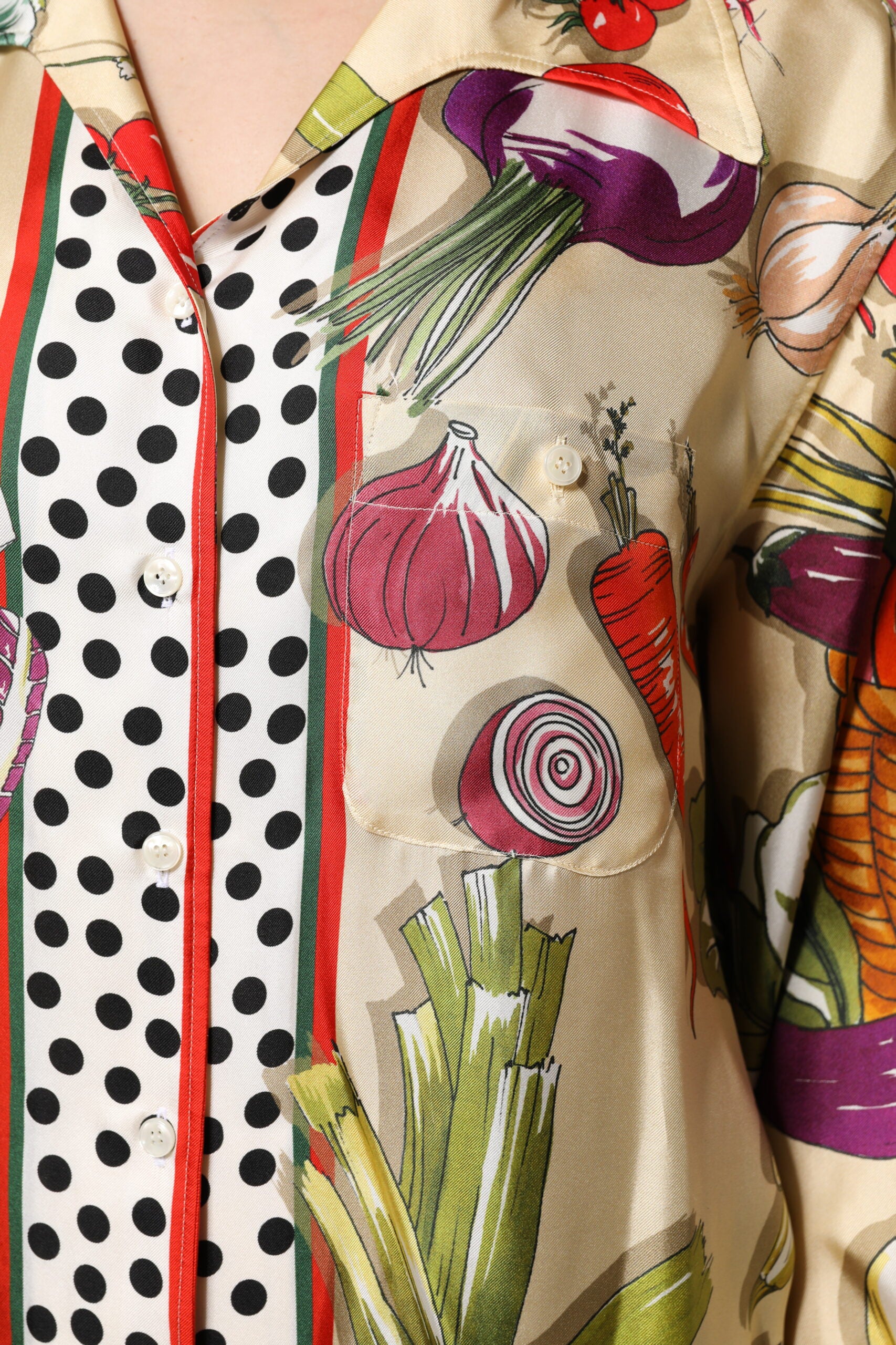 Multicolor Vegetables Silk Long Sleeves Top - ventzia
