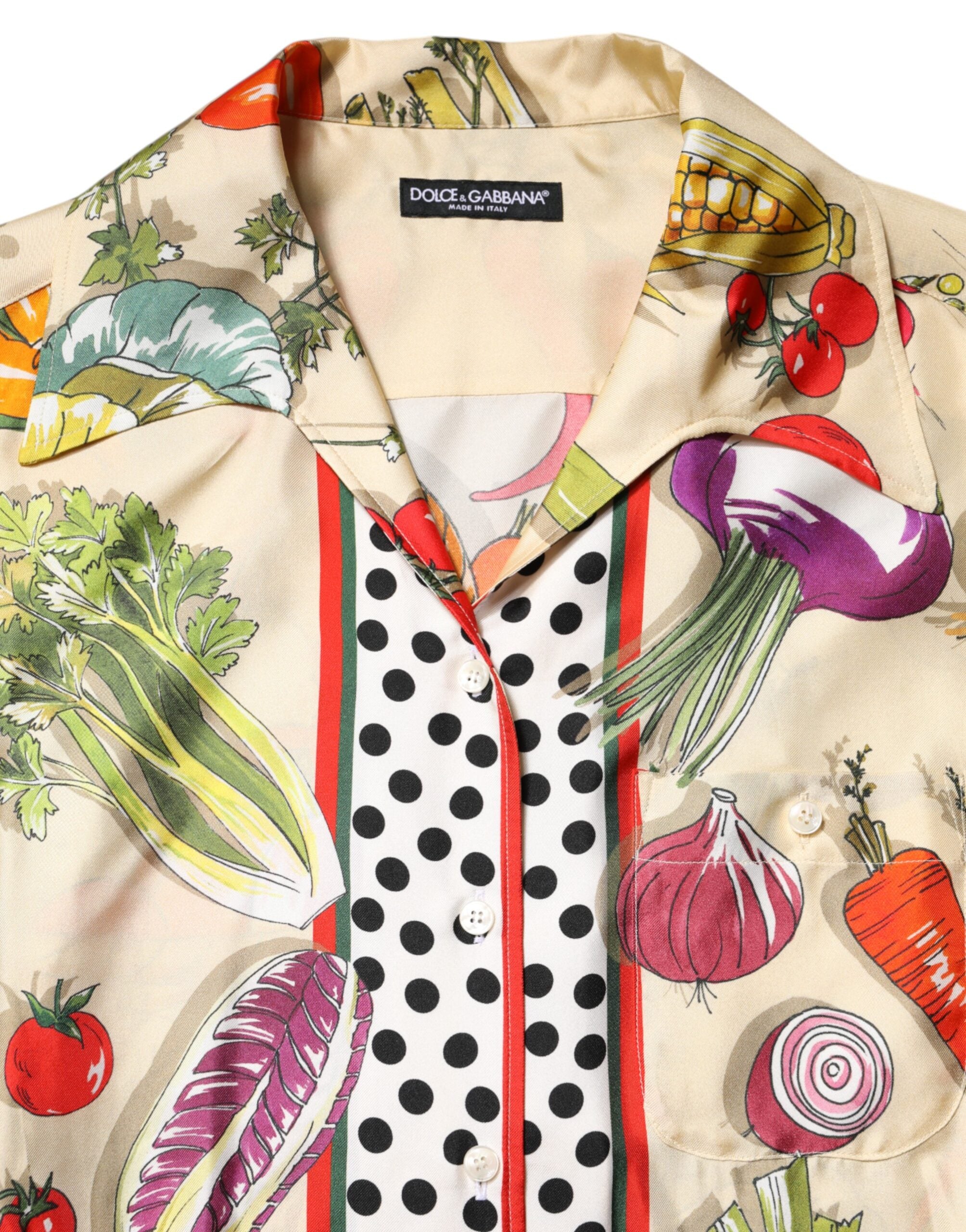 Multicolor Vegetables Silk Long Sleeves Top - ventzia