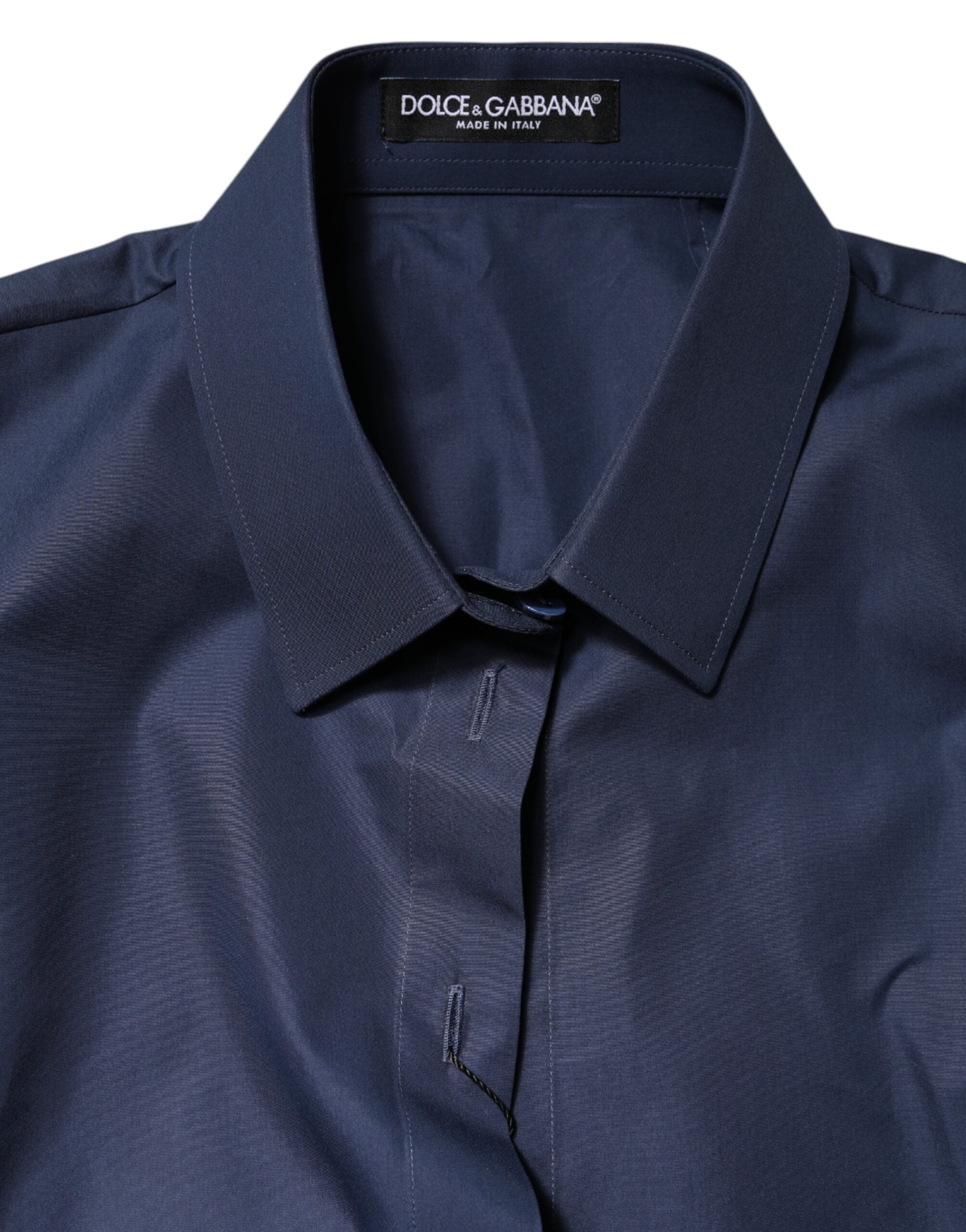 Blue Cotton Short Sleeves Button Down Top - ventzia